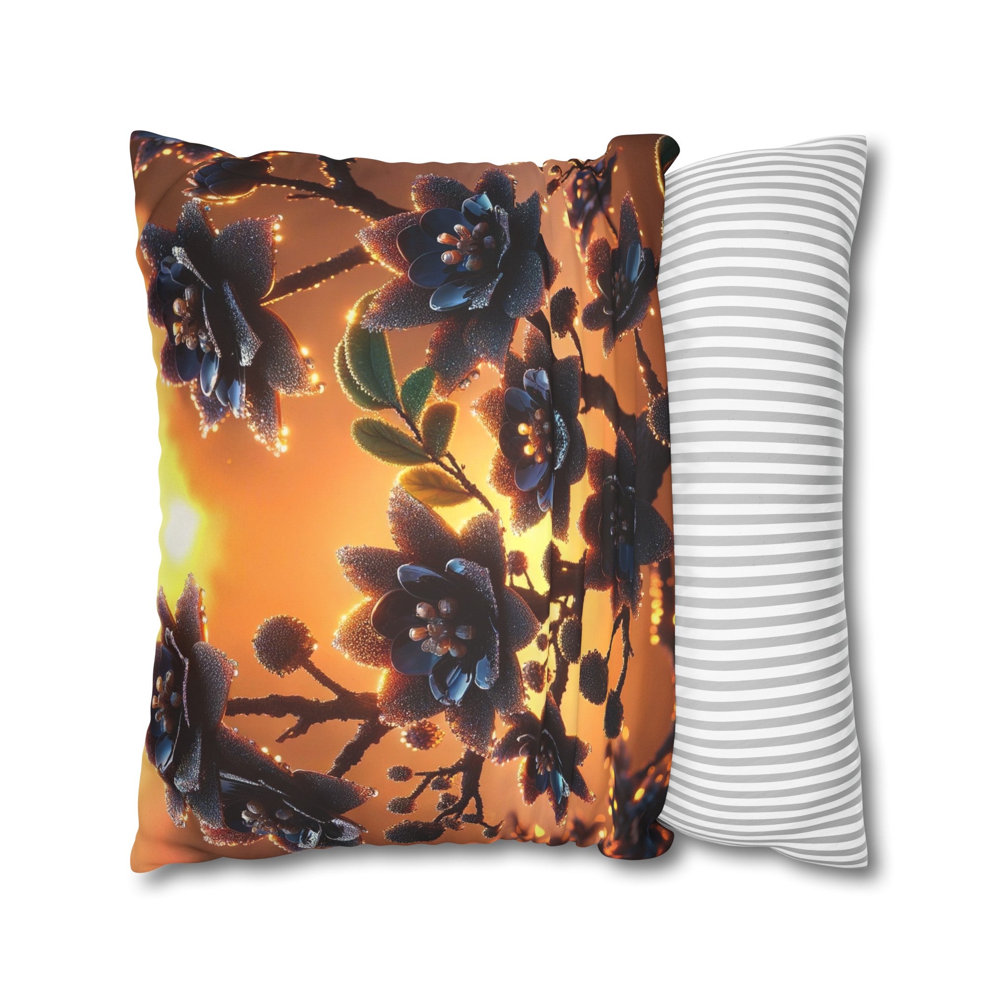 Black diamond flowers (3) - Suede Square Pillowcase