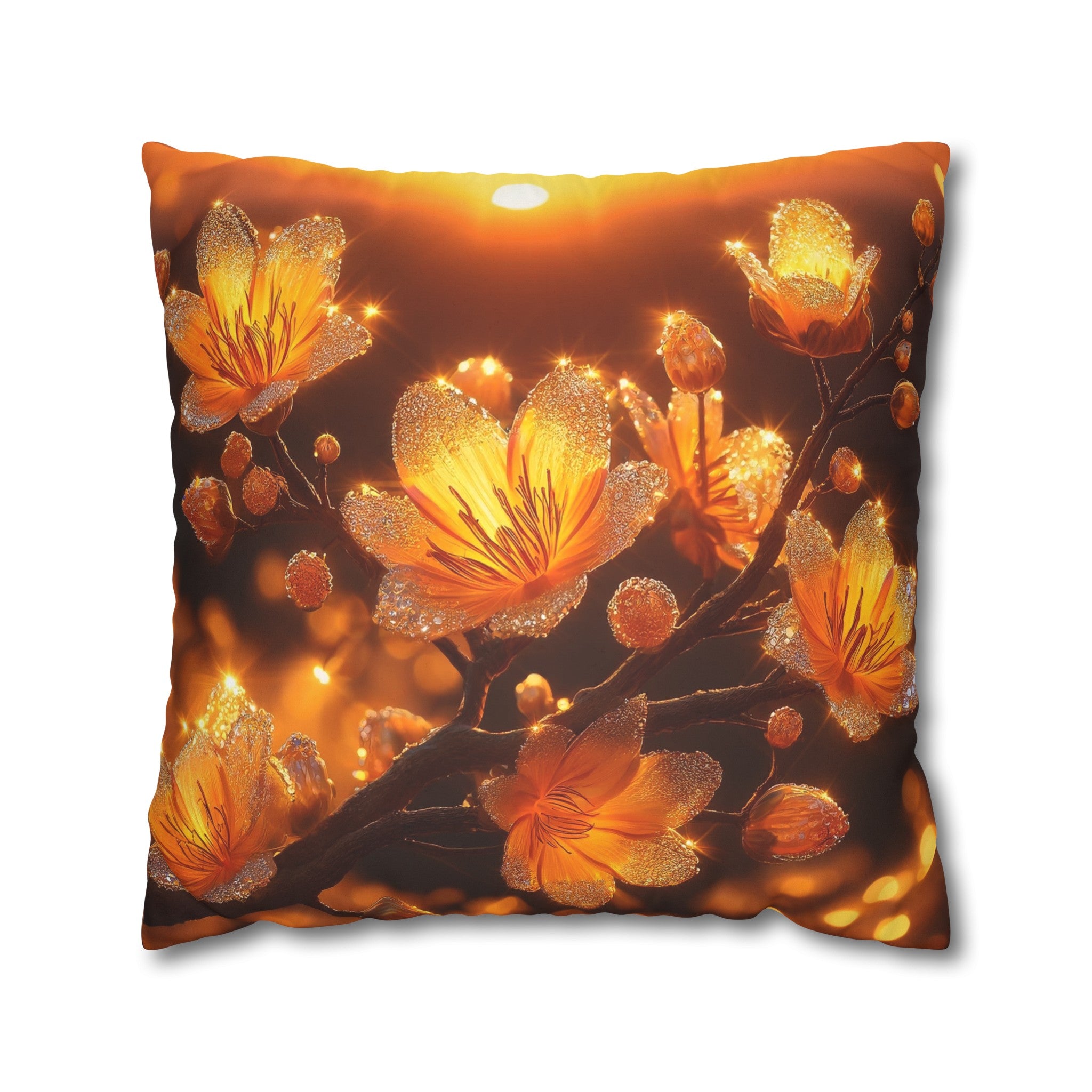 Yellow diamond flowers (3) - Suede Square Pillowcase