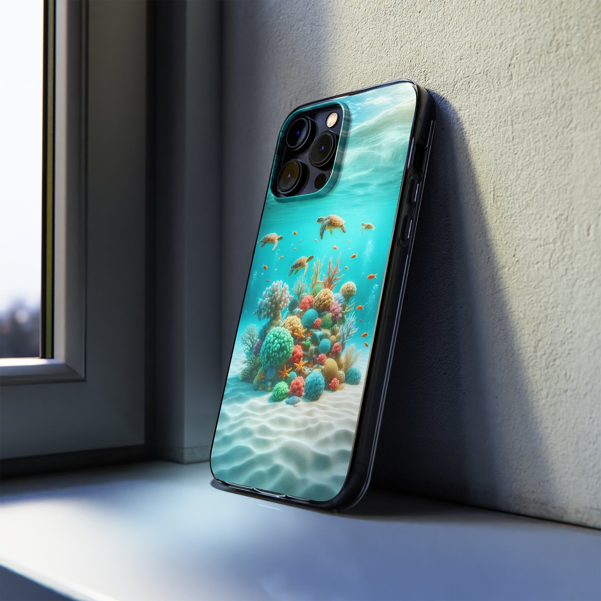 Turtles on coral reef - Soft Phone Case