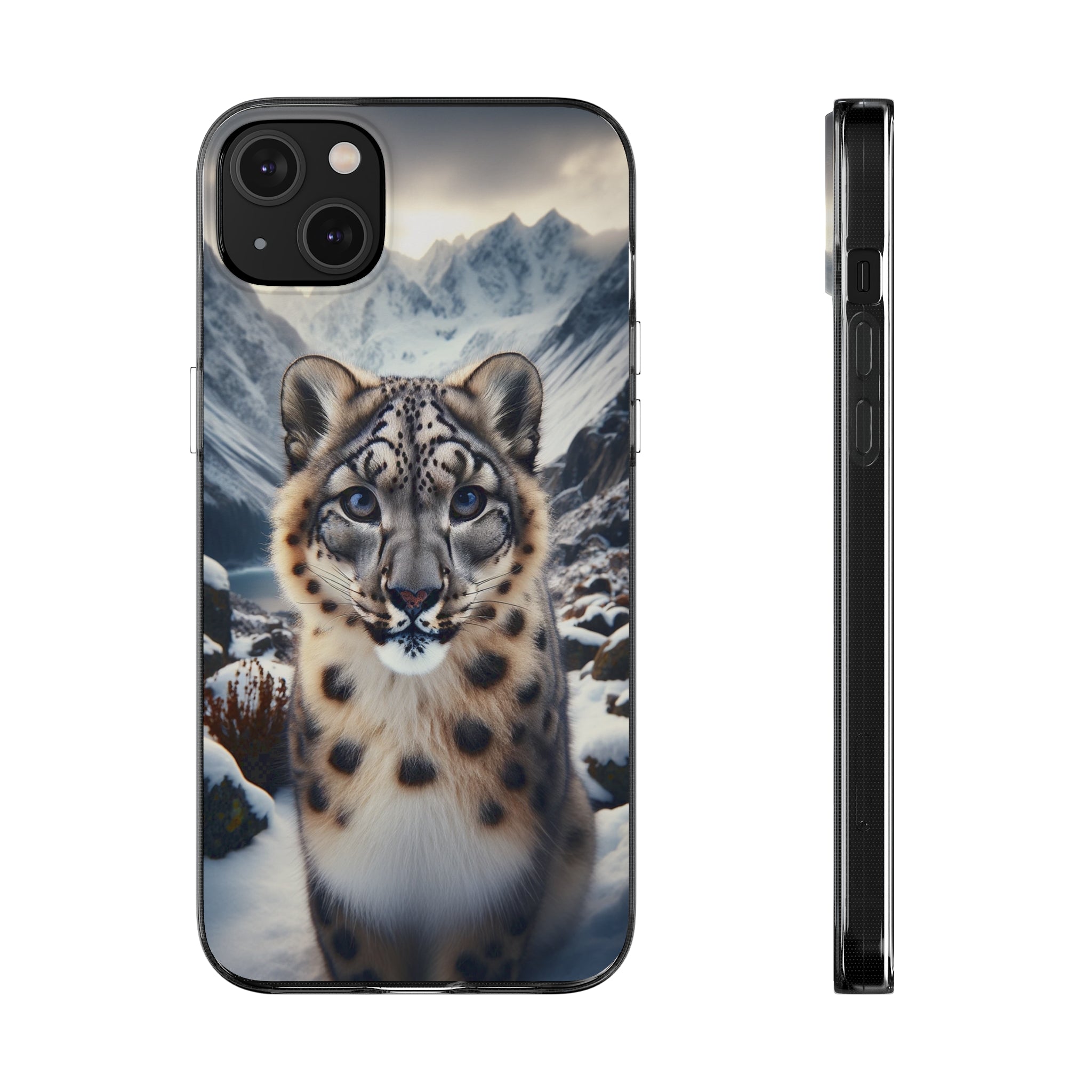 Curious Snow Leopard - Soft Phone Case