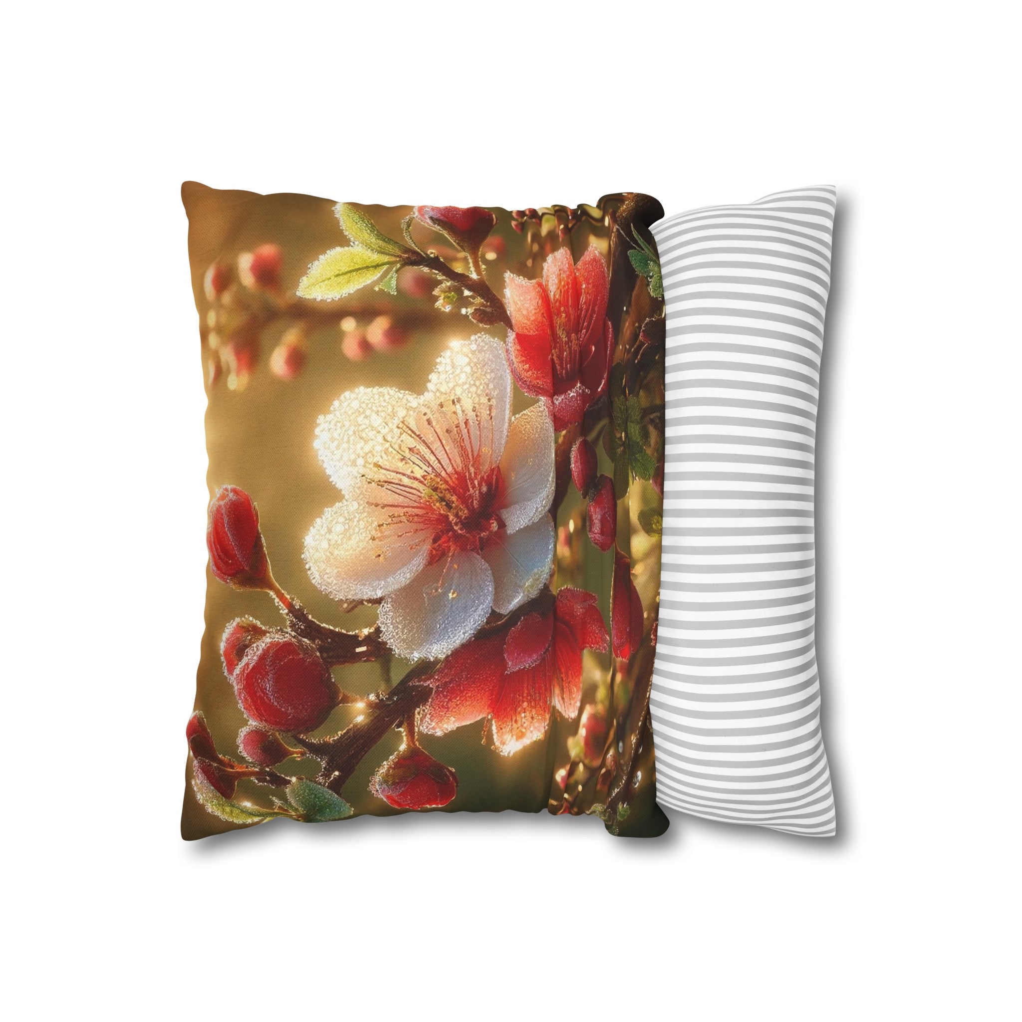 Red diamond flowers (4) - Polyester Square Pillowcase