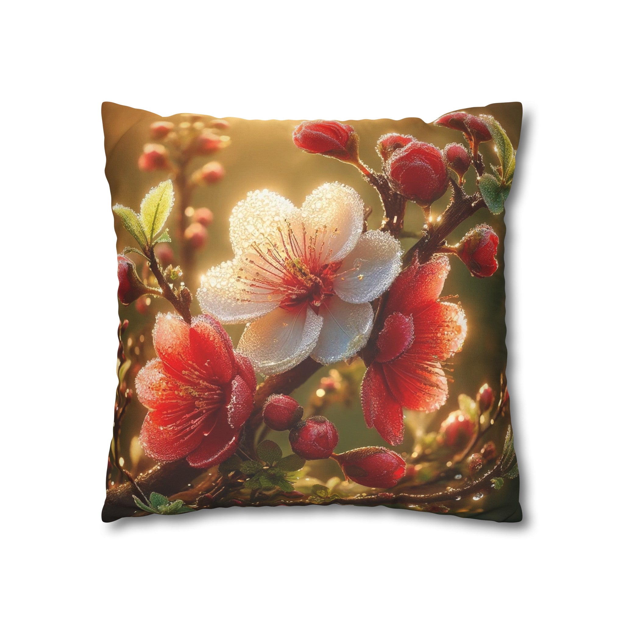 Red diamond flowers (4) - Suede Square Pillowcase