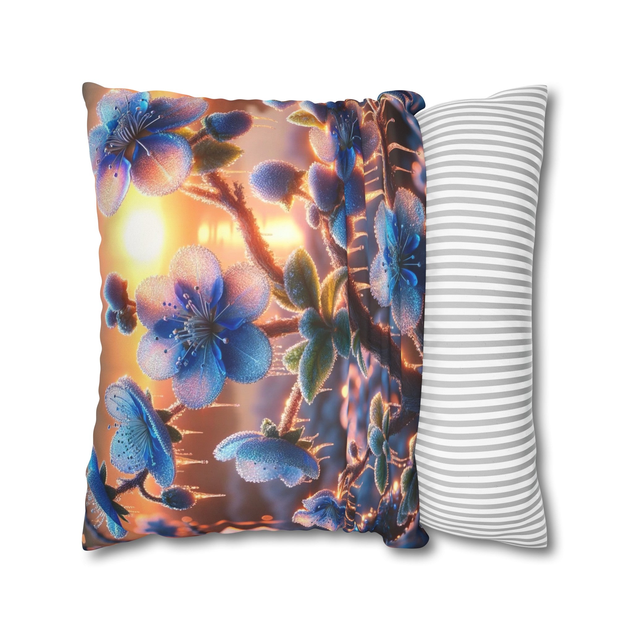 Blue,diamond flowers (1) - Suede Square Pillowcase