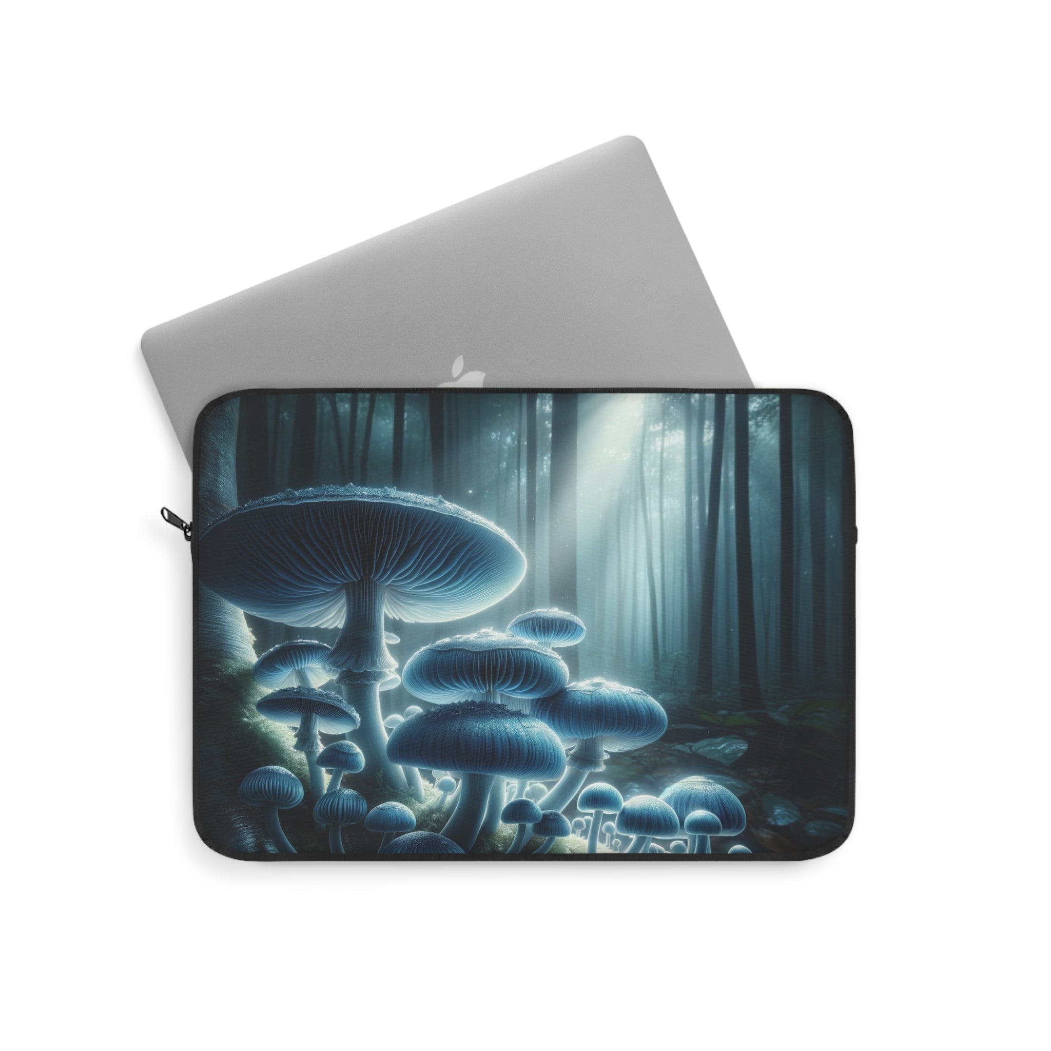 Blue color mushrooms in the forest - Laptop Sleeve