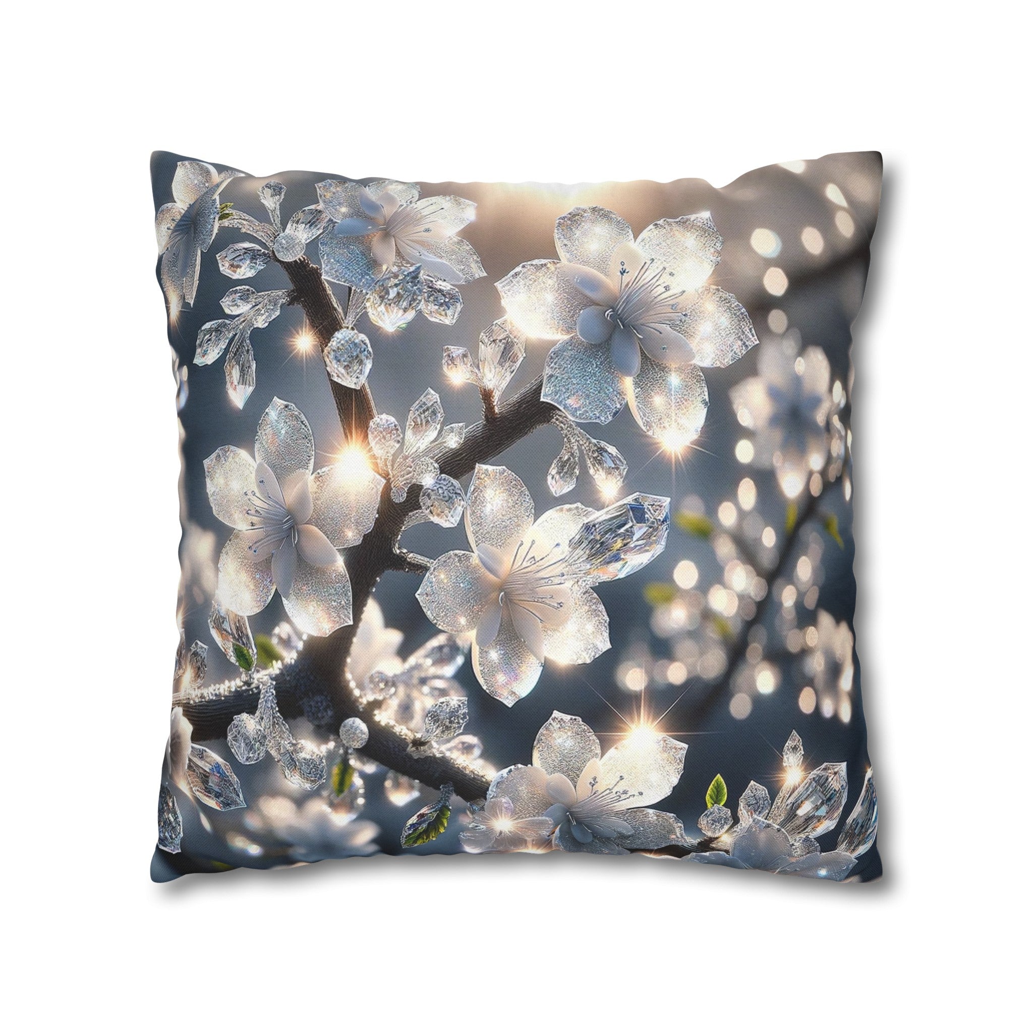 White diamond flowers (5) - Polyester Square Pillowcase