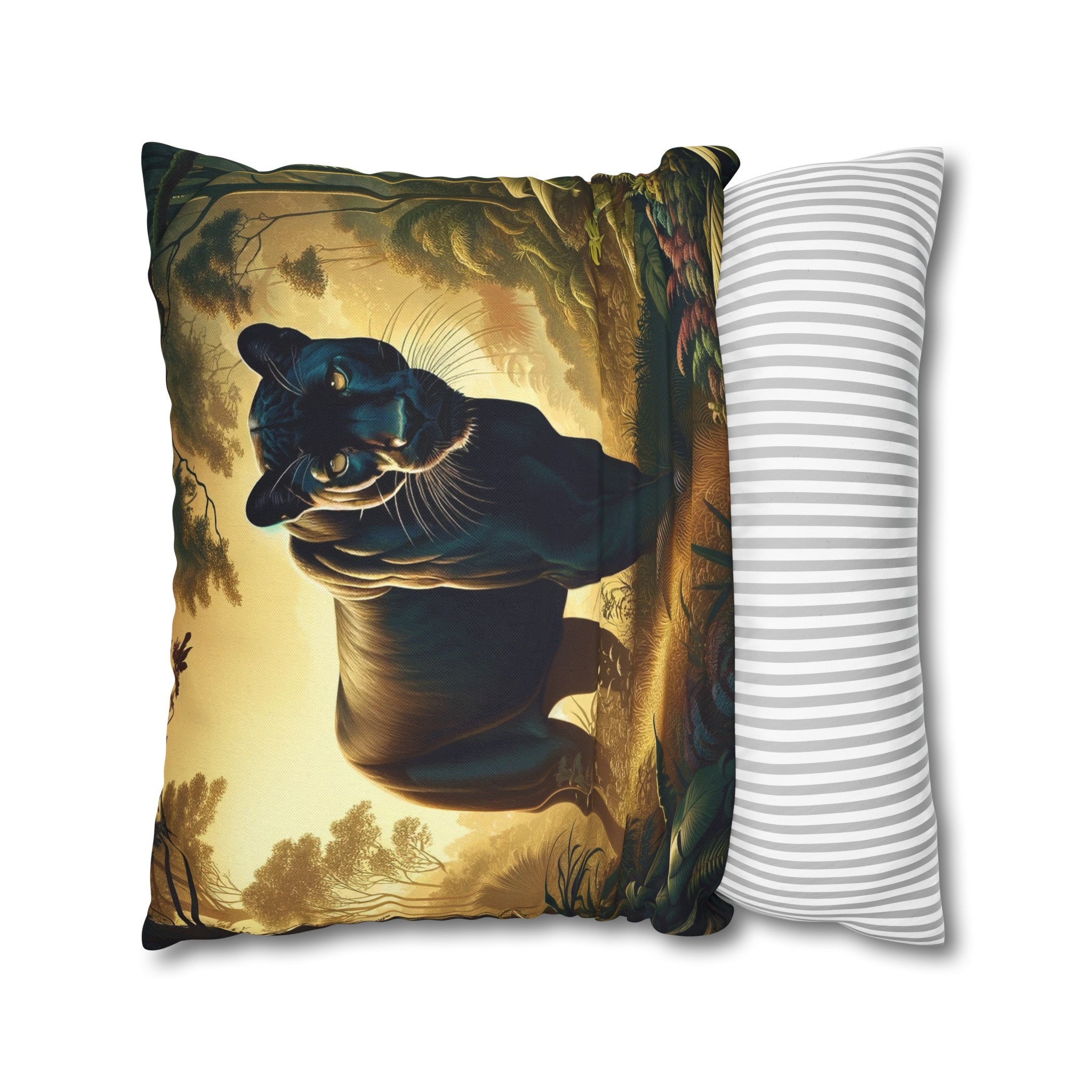 A Tiger walking in the jungle - Spun Polyester Square Pillowcase