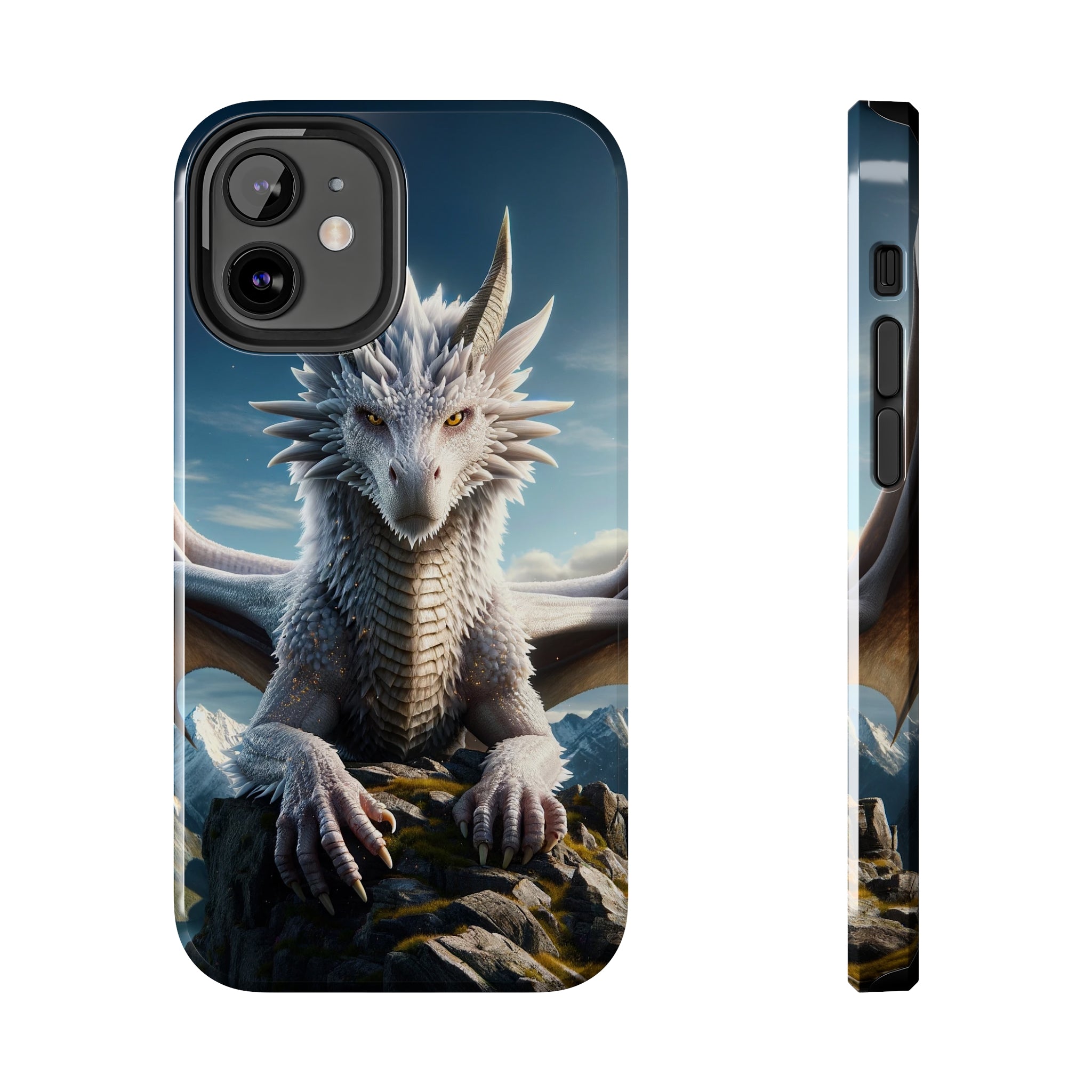 White dragon on a rock - Tough Phone Case