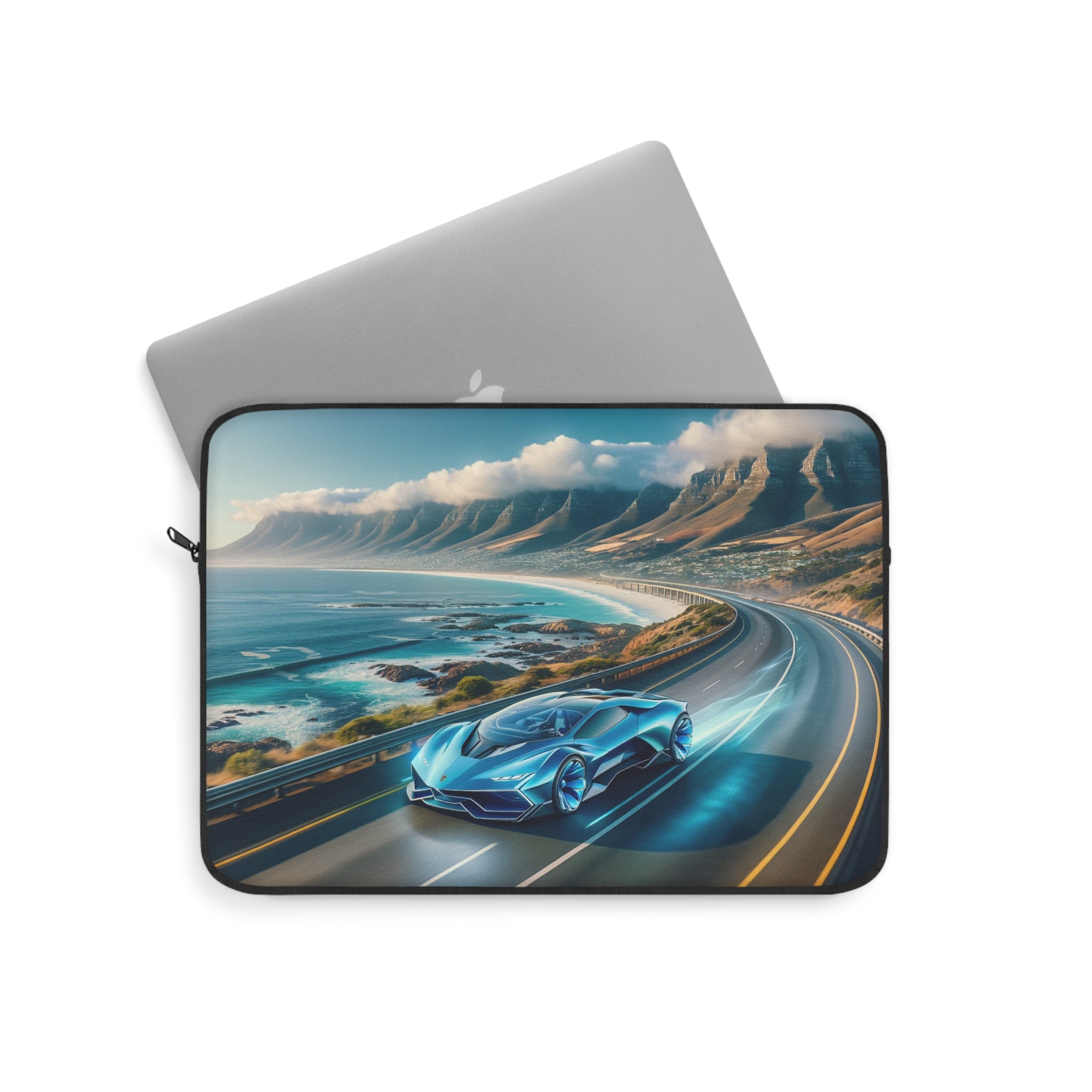 Blue car driving in Cape town - Laptop Sleeve