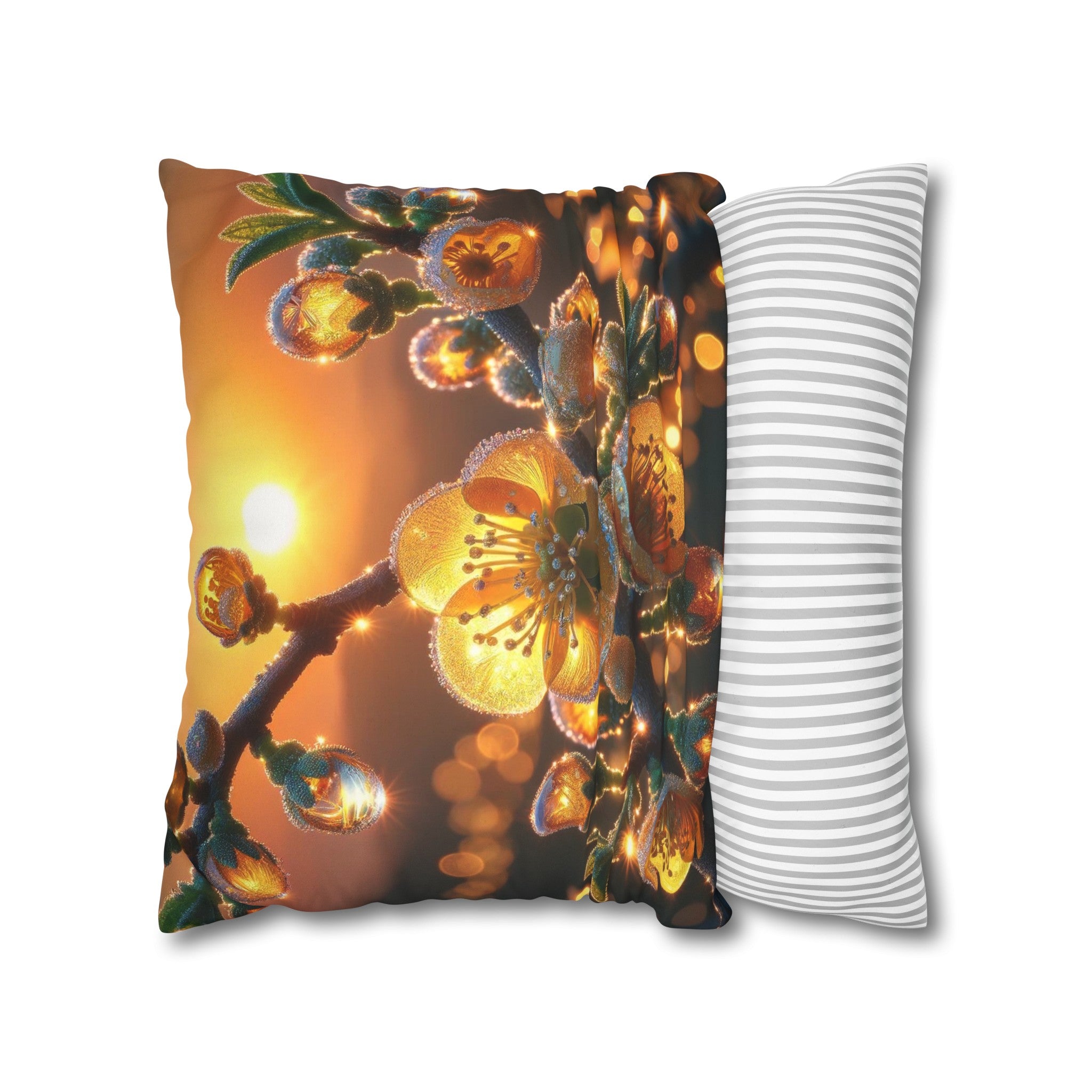 Yellow diamond flowers (2) - Suede Square Pillowcase