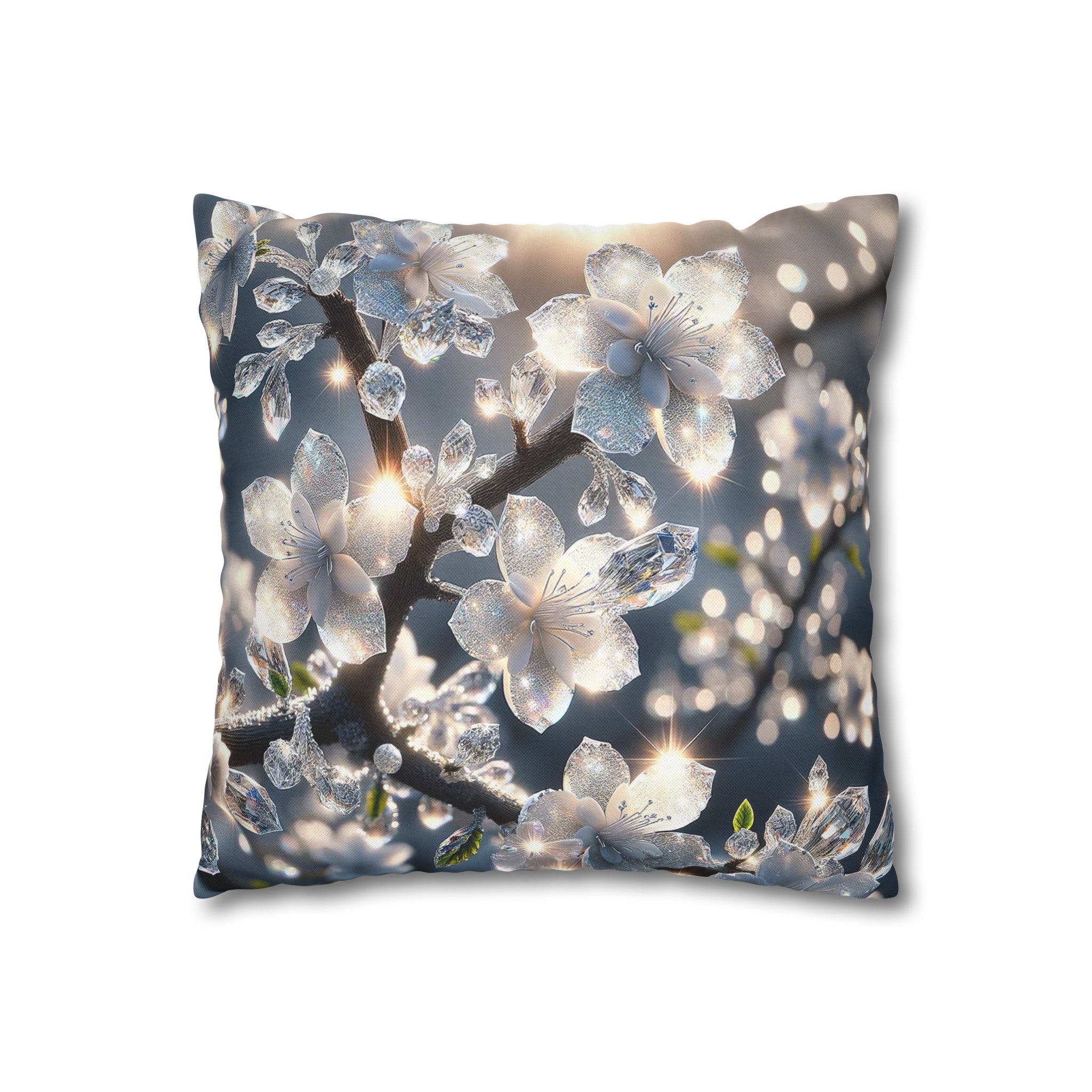 White diamond flowers (5) - Polyester Square Pillowcase