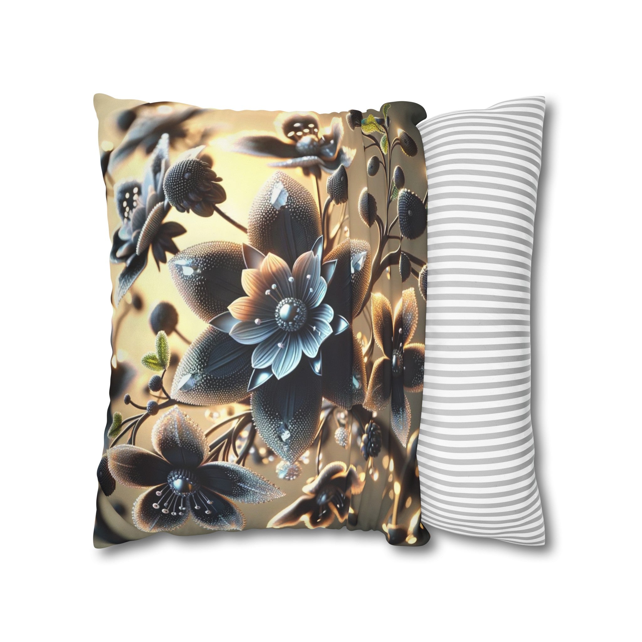 Black diamond flowers (4) - Suede Square Pillowcase