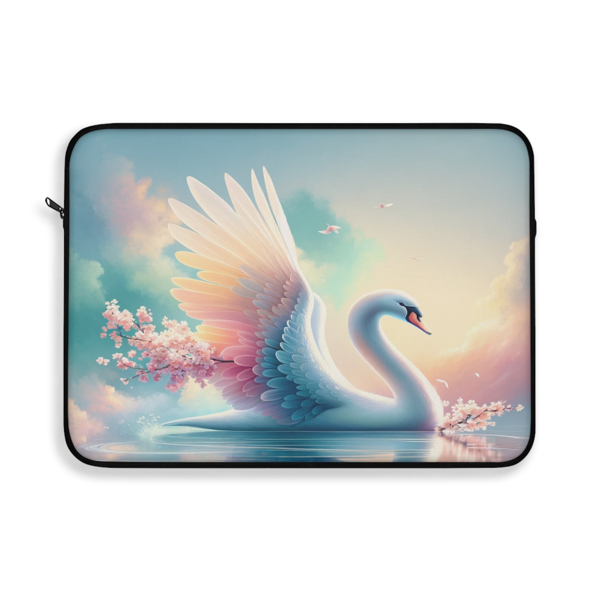 Beautiful Swan with pink flowers - Laptop Sleeve