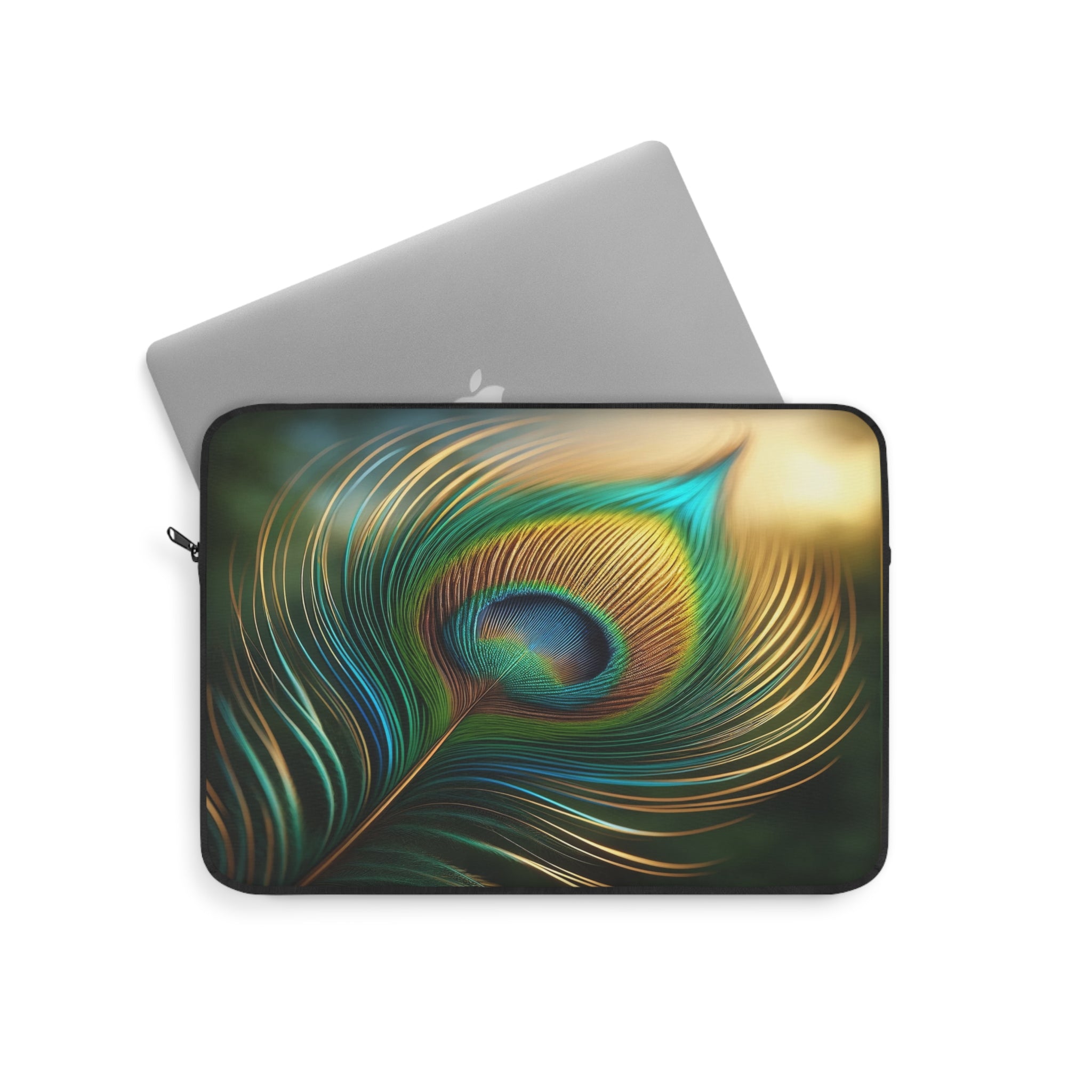 A green-golden peacock feather - Laptop Sleeve