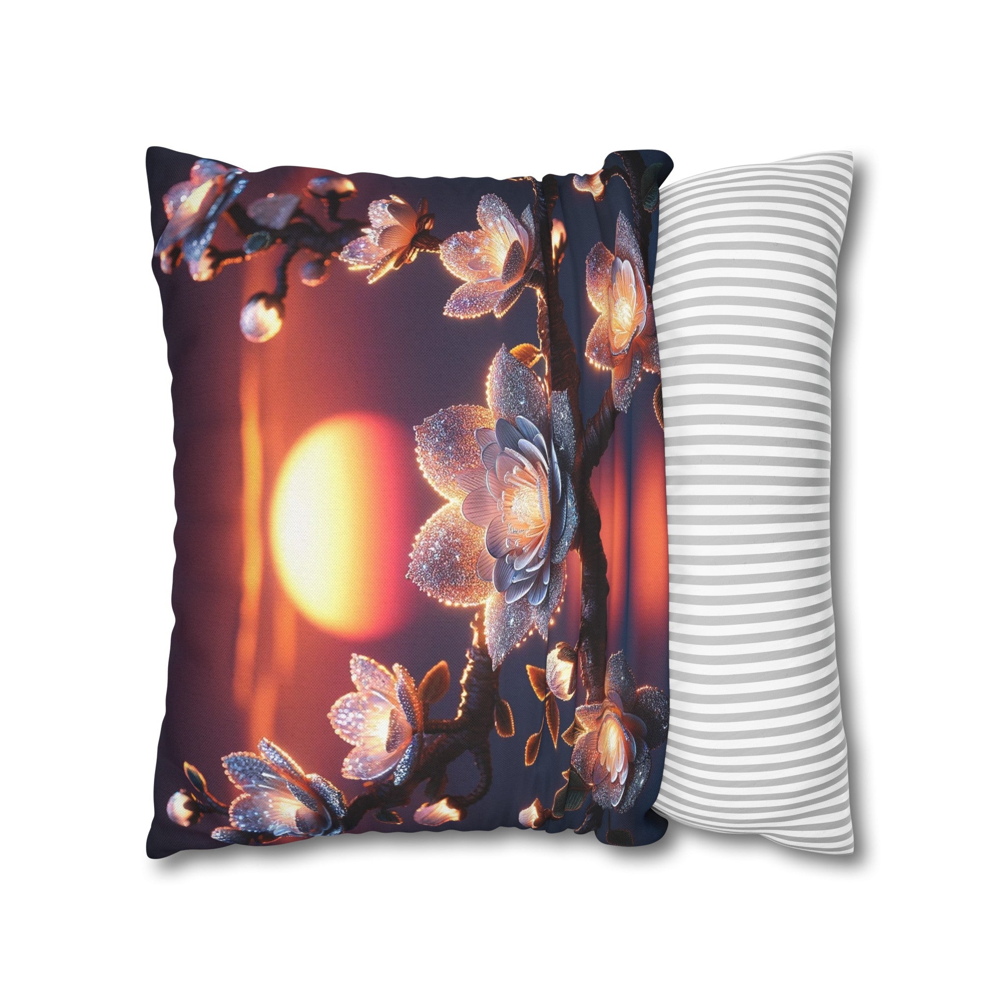 White diamond flowers (6) - Polyester Square Pillowcase