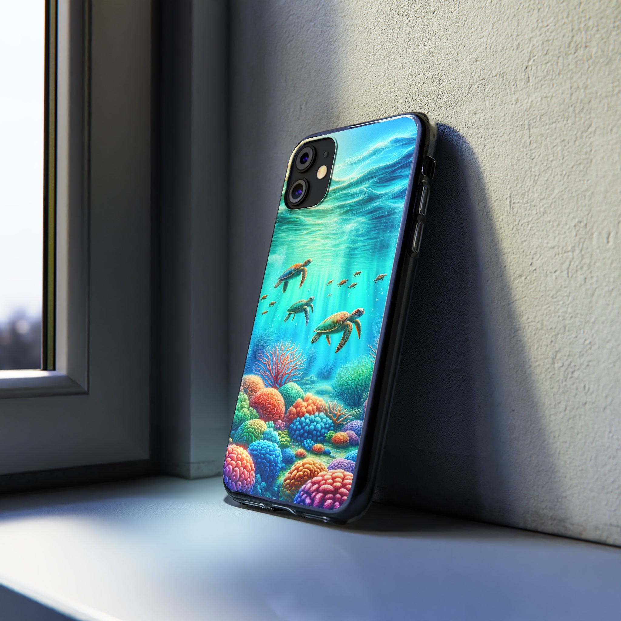 Turtles and coral reef - Soft Phone Case