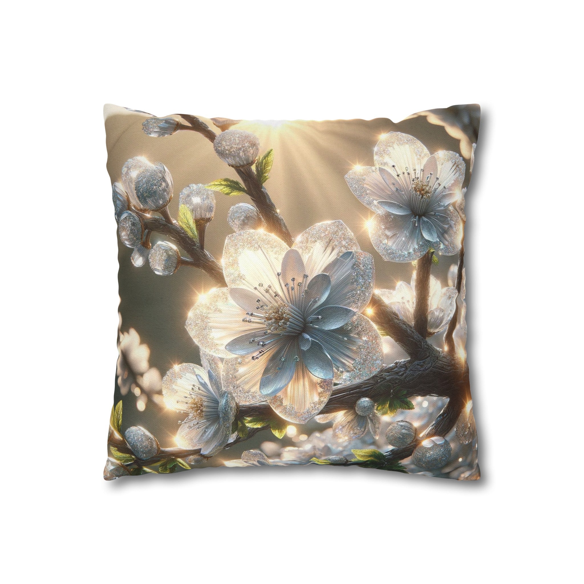 White diamond flowers (2) - Polyester Square Pillowcase