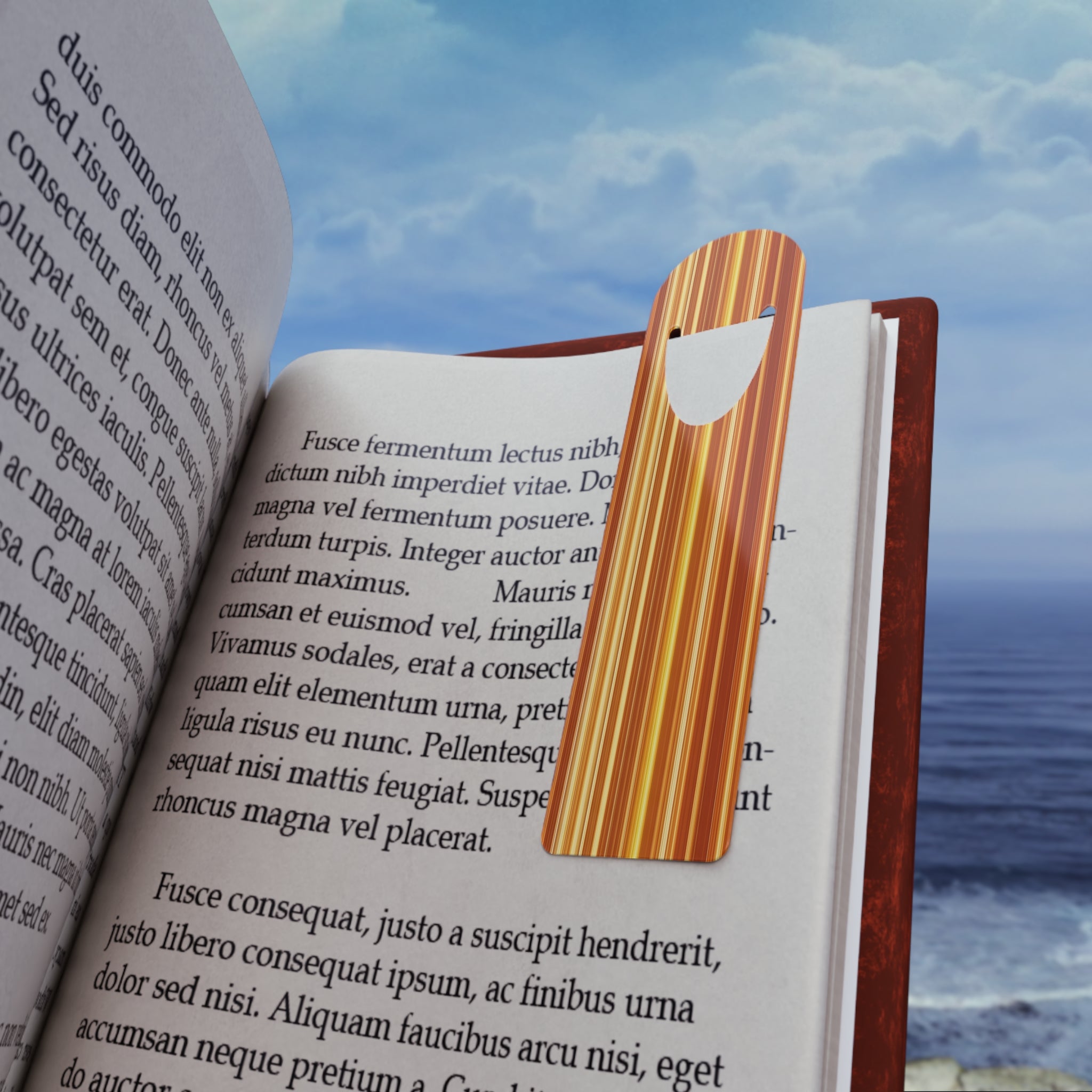 Orange-yellow, vertical lines - Bookmark