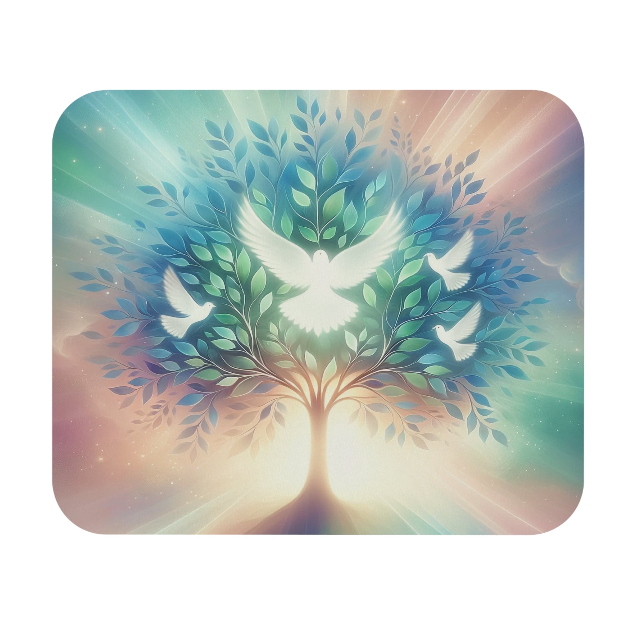 Tree with white doves - Mouse Pad (Rectangle)