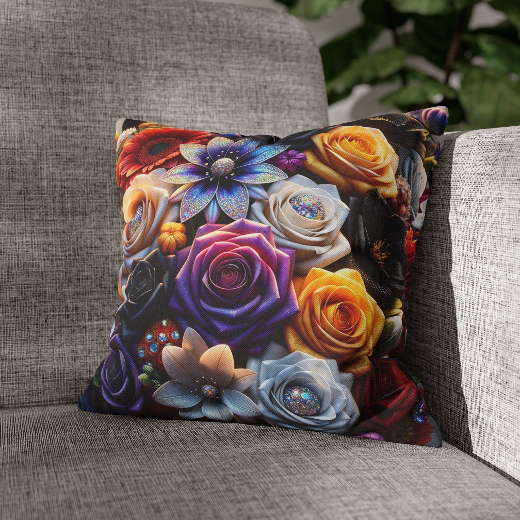 Colourful Bouquet (5) - Polyester Square Pillowcase