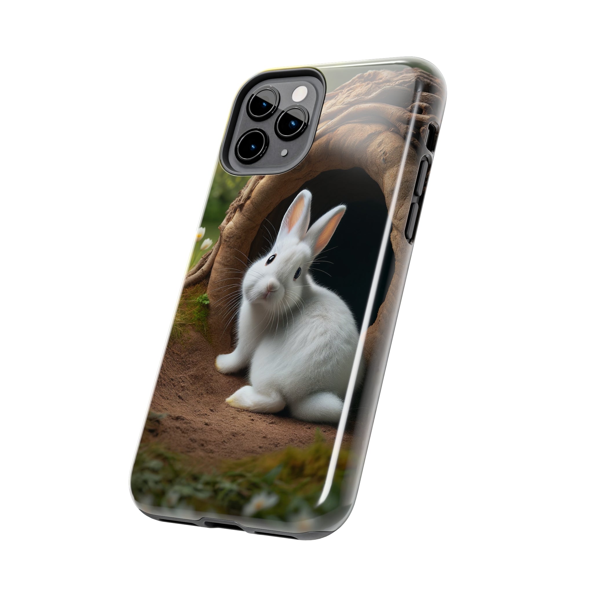 White curious rabbit - Tough Phone Case