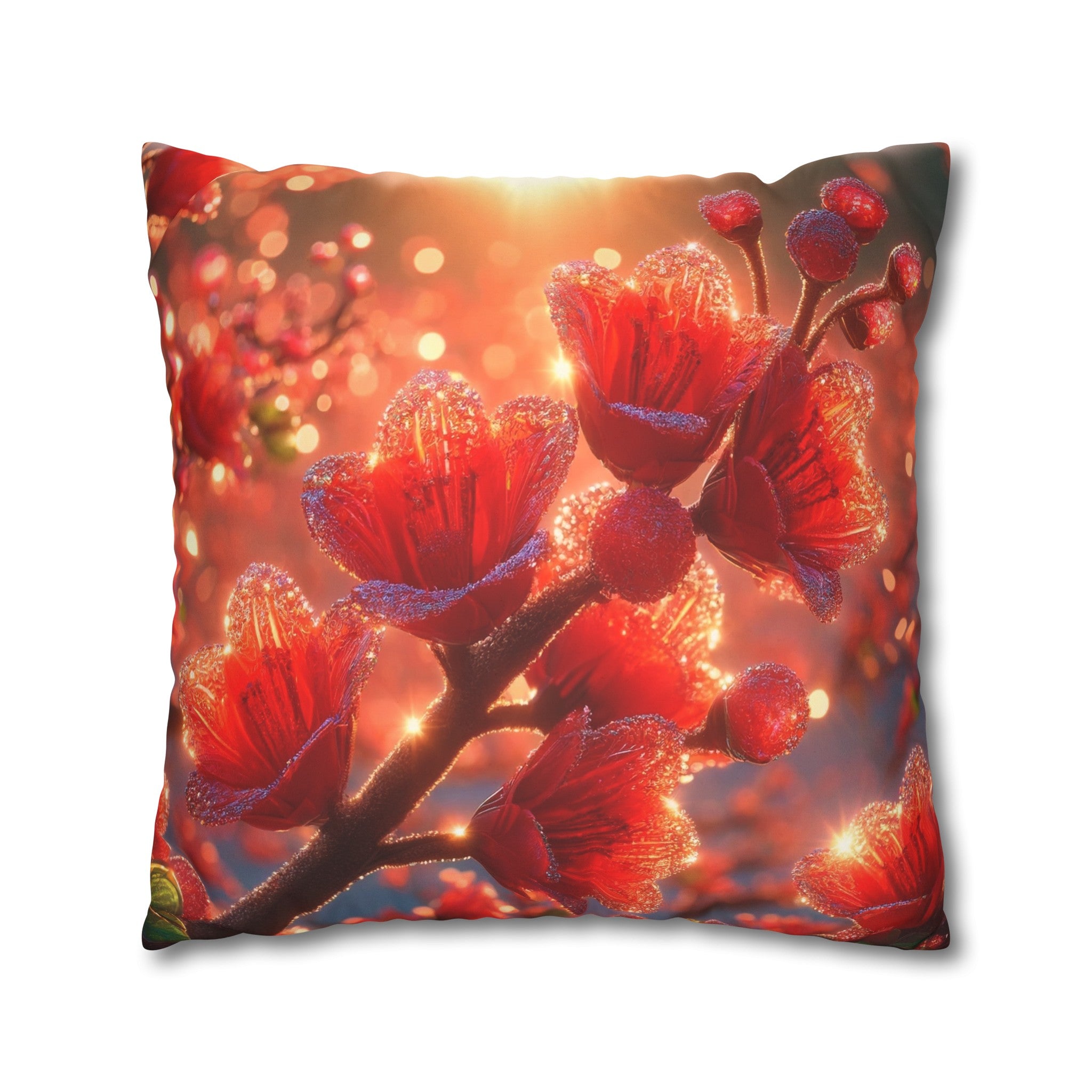 Red diamond flowers (2) - Suede Square Pillowcase