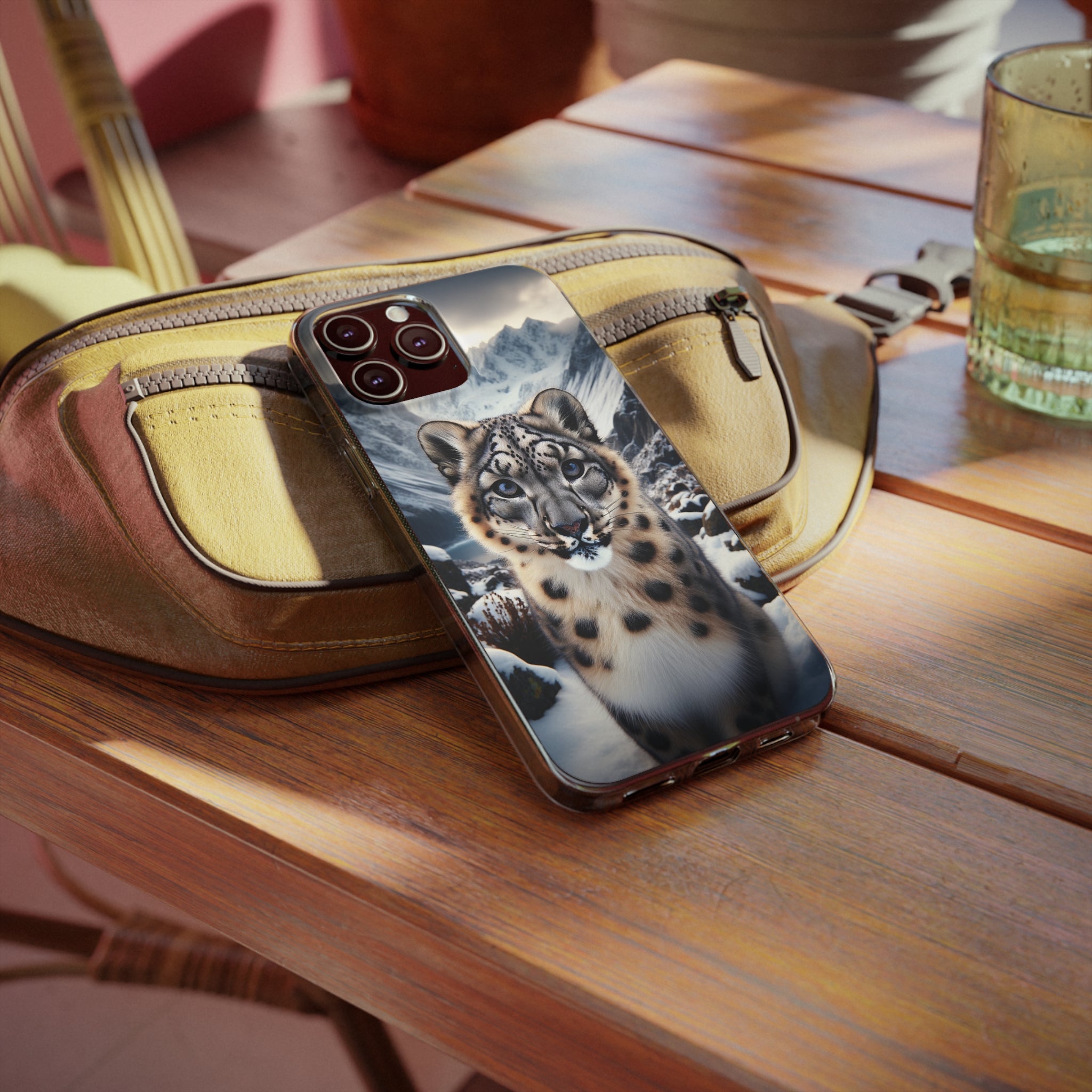 Curious Snow Leopard - Soft Phone Case