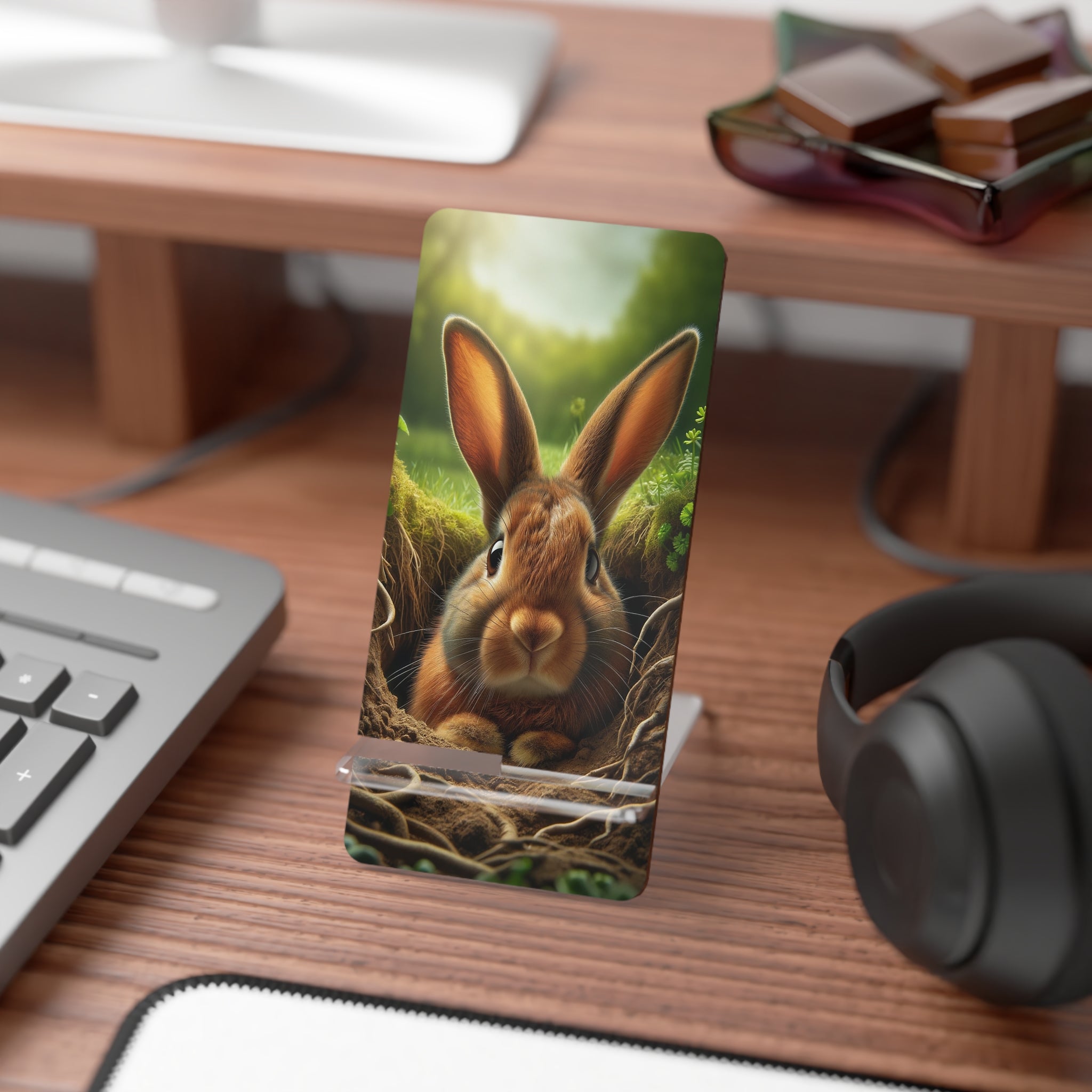 Brown rabbit in a hole - Smartphone Stand