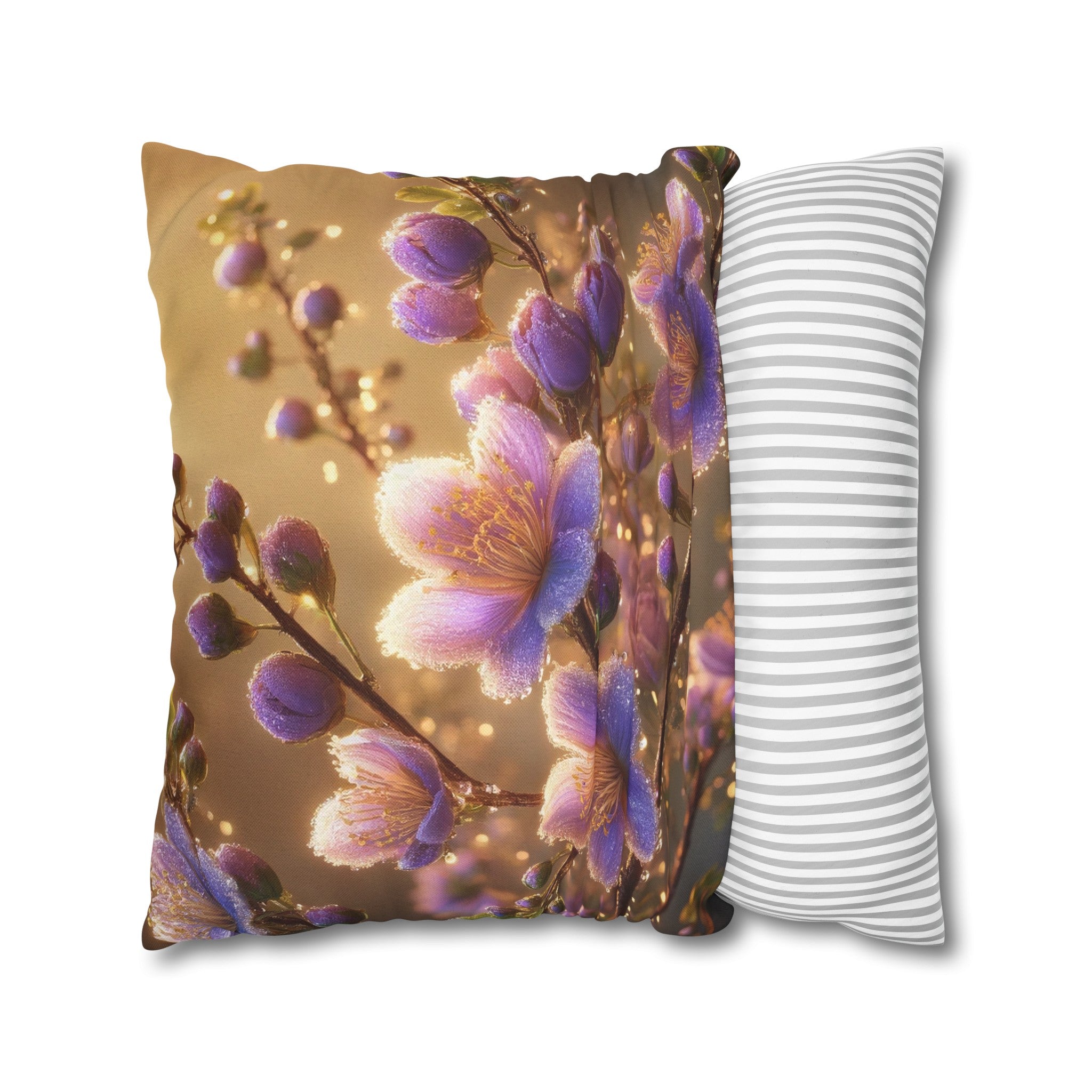 Purple diamond flowers (3) - Polyester Square Pillowcase