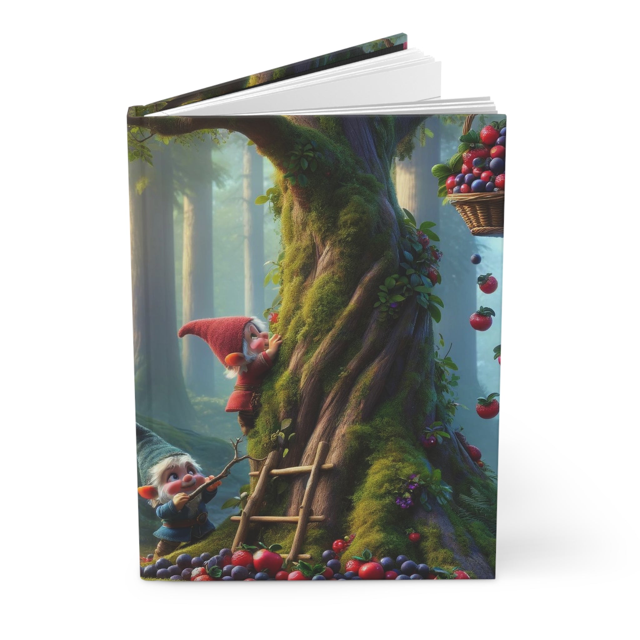 Gnomes climbing a tree - Hardcover Notebook