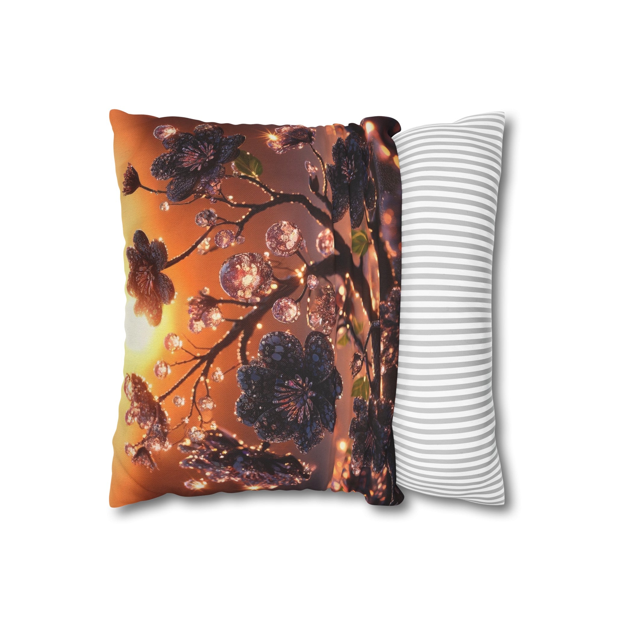 Black diamond flowers (2) - Polyester Square Pillowcase