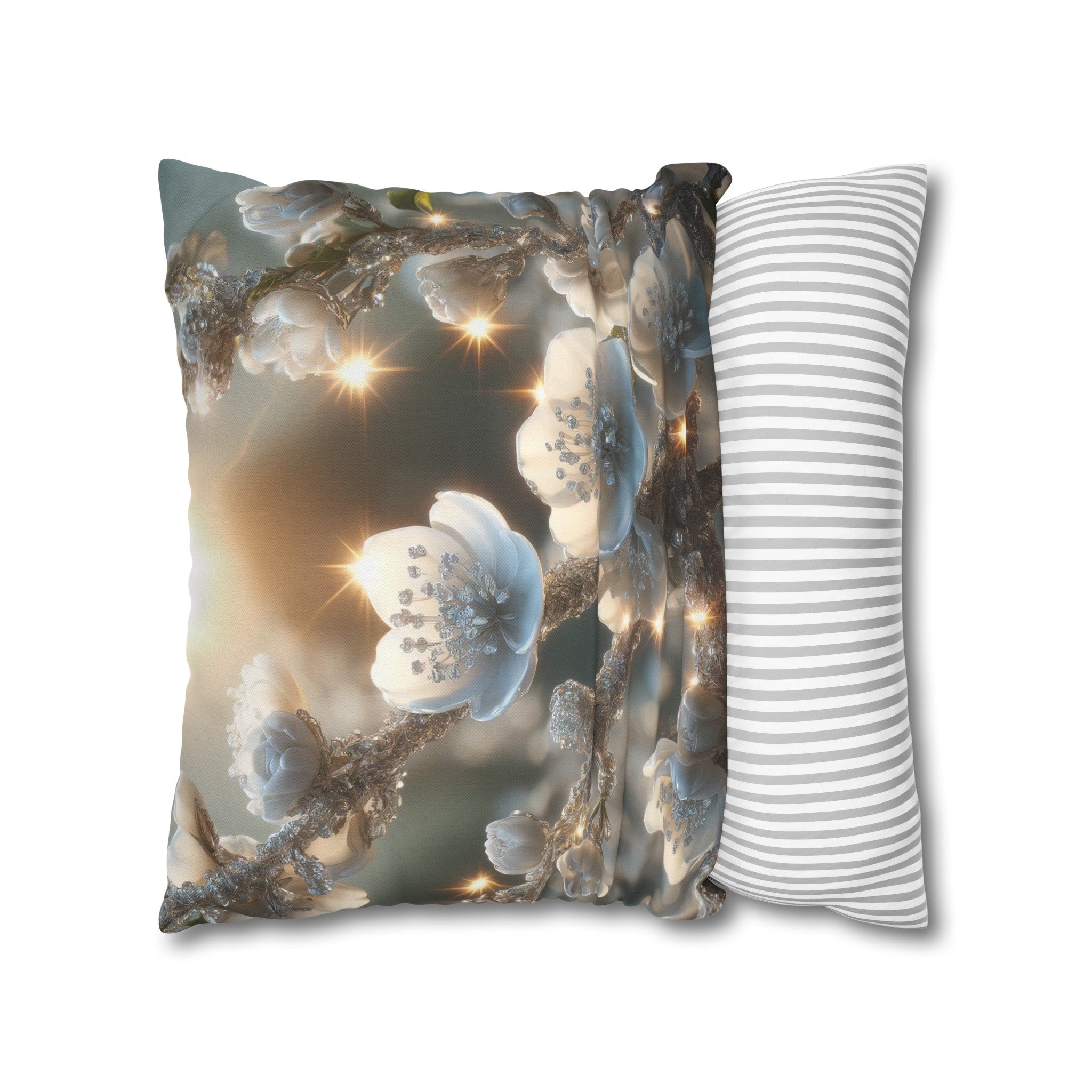 White diamond flowers (1) - Polyester Square Pillowcase