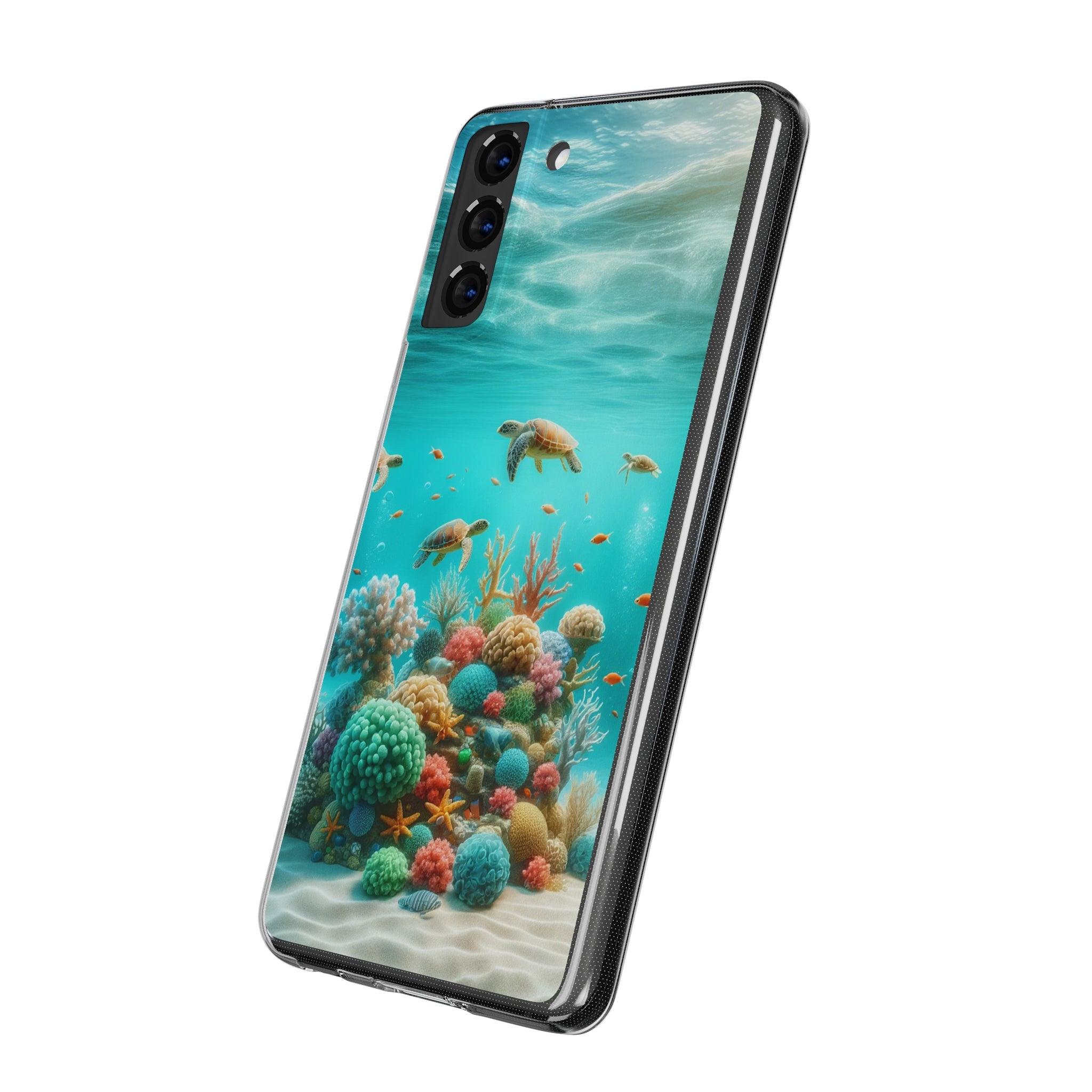 Turtles on coral reef - Soft Phone Case