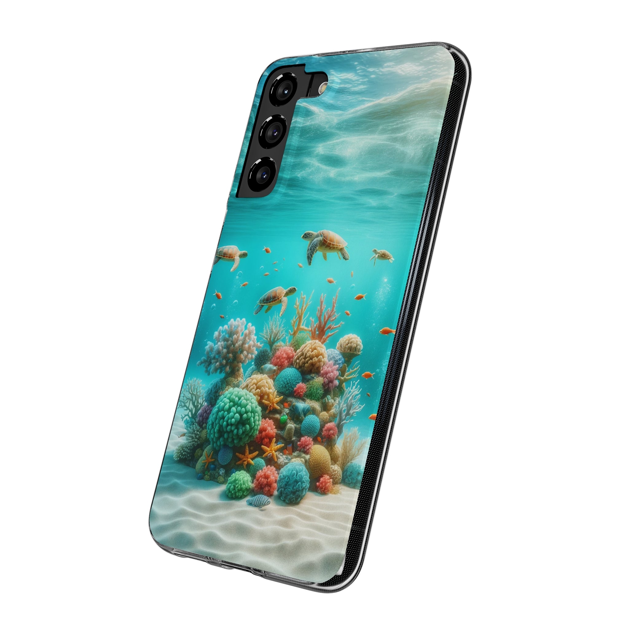 Turtles on coral reef - Soft Phone Case