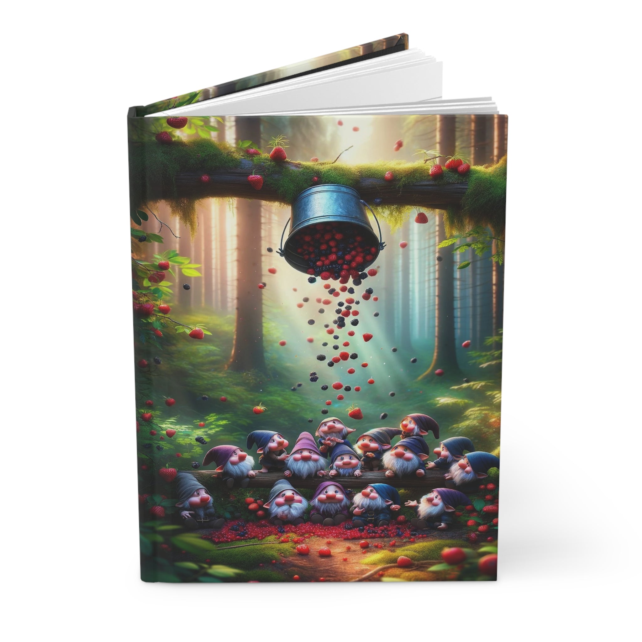 A fruit basket falling down on gnomes - Hardcover Notebook