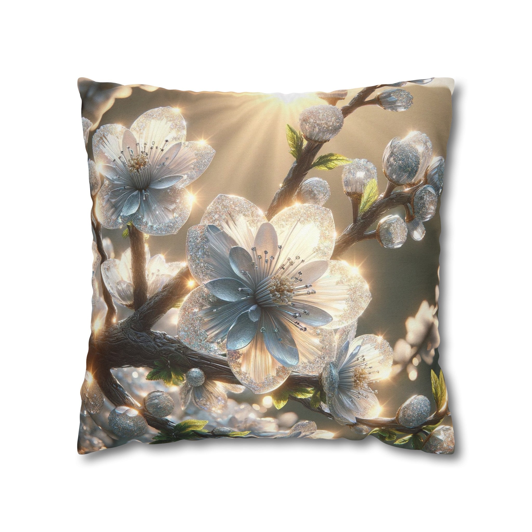 White diamond flowers (2) - Polyester Square Pillowcase