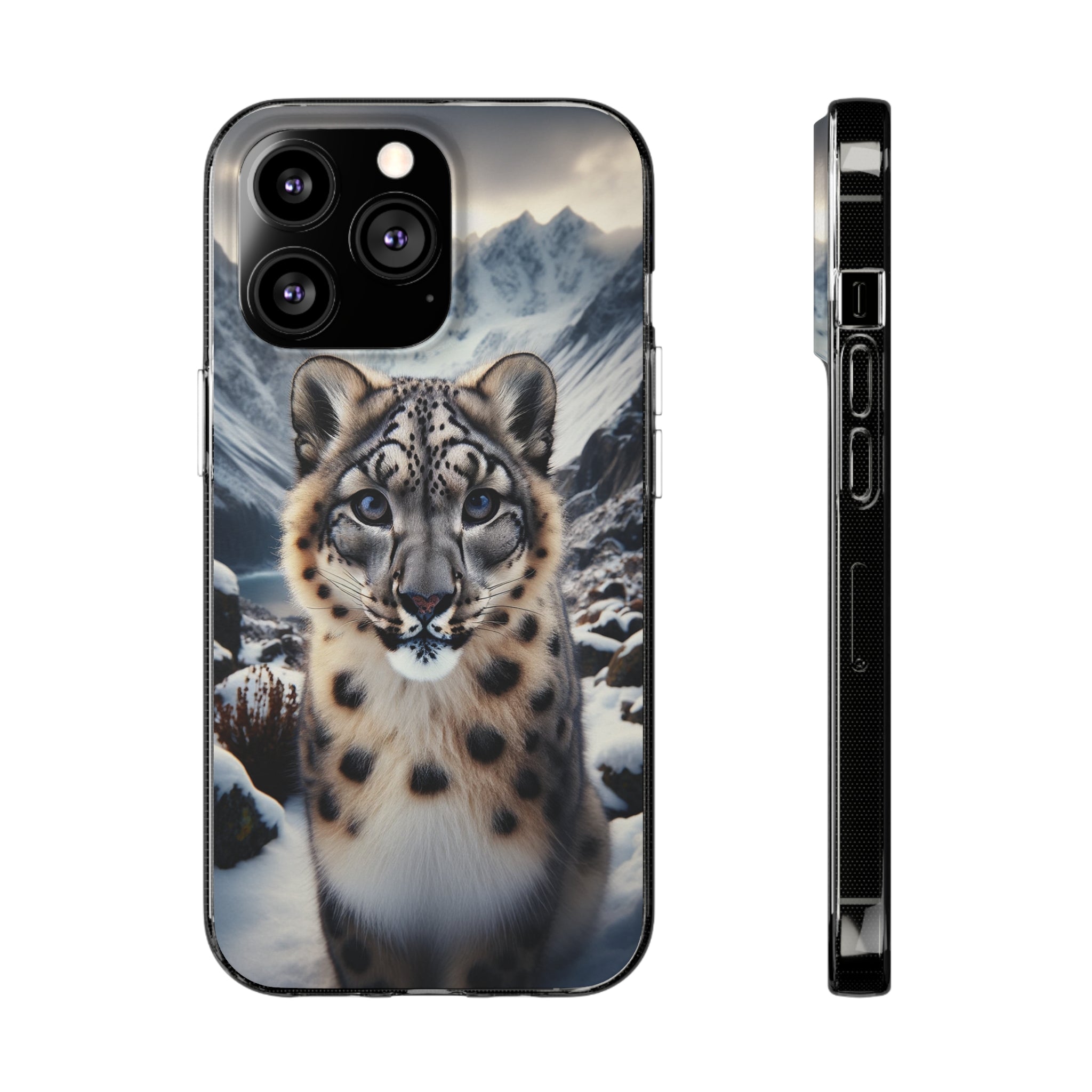 Curious Snow Leopard - Soft Phone Case