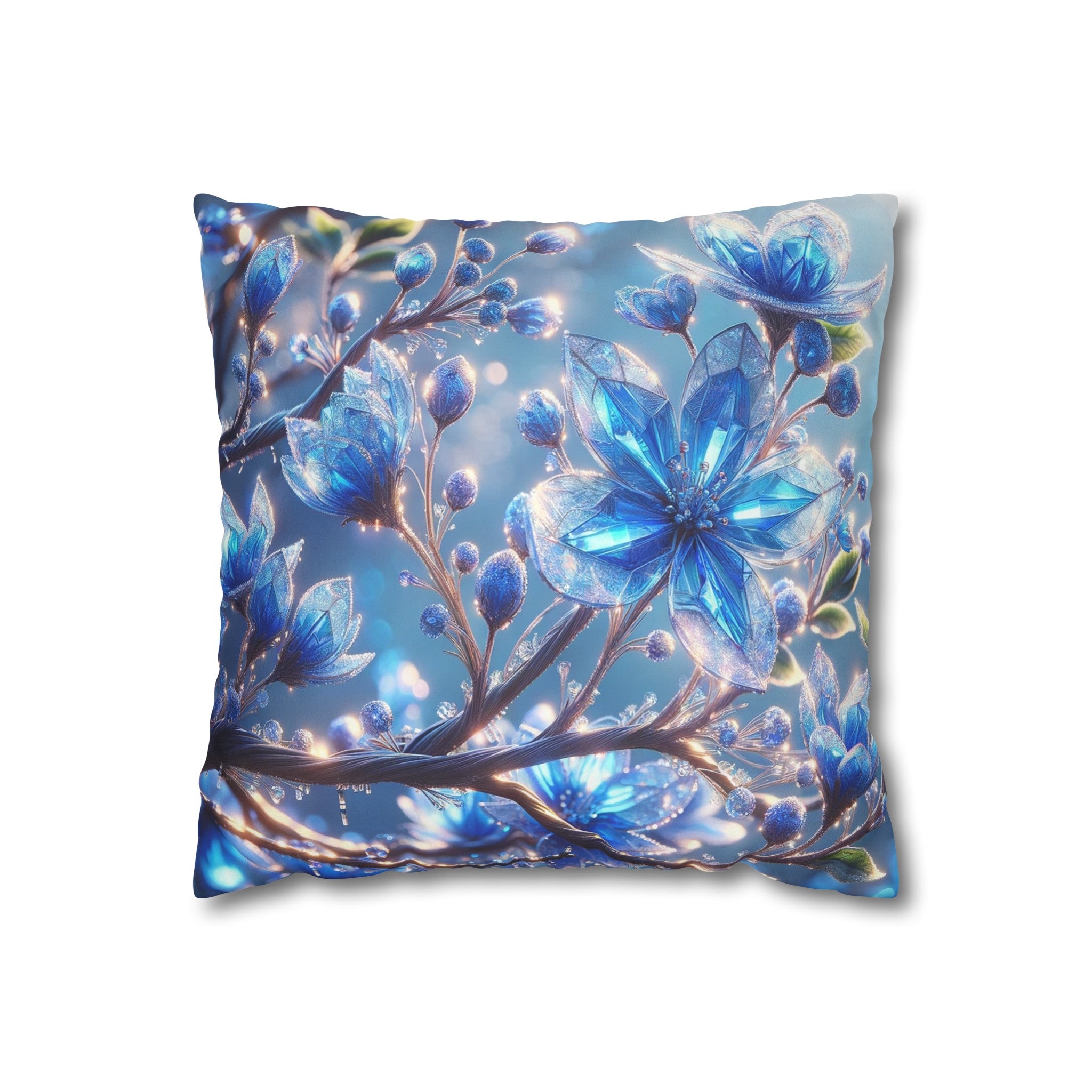 Blue, diamond flowers (5) - Suede Square Pillowcase