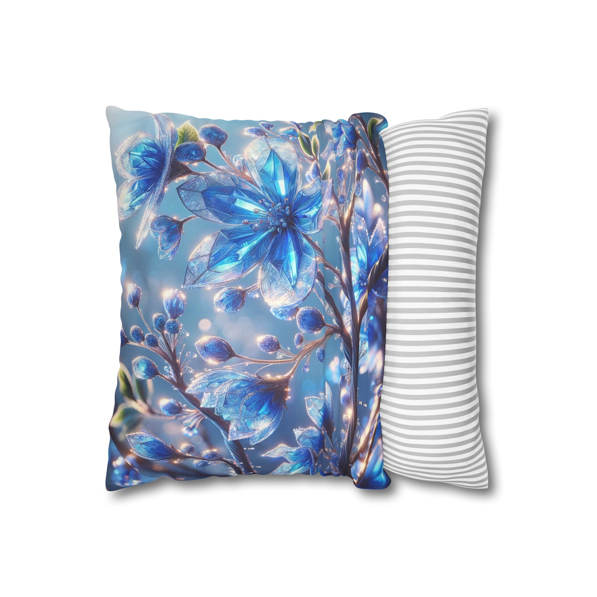 Blue, diamond flowers (5) - Suede Square Pillowcase