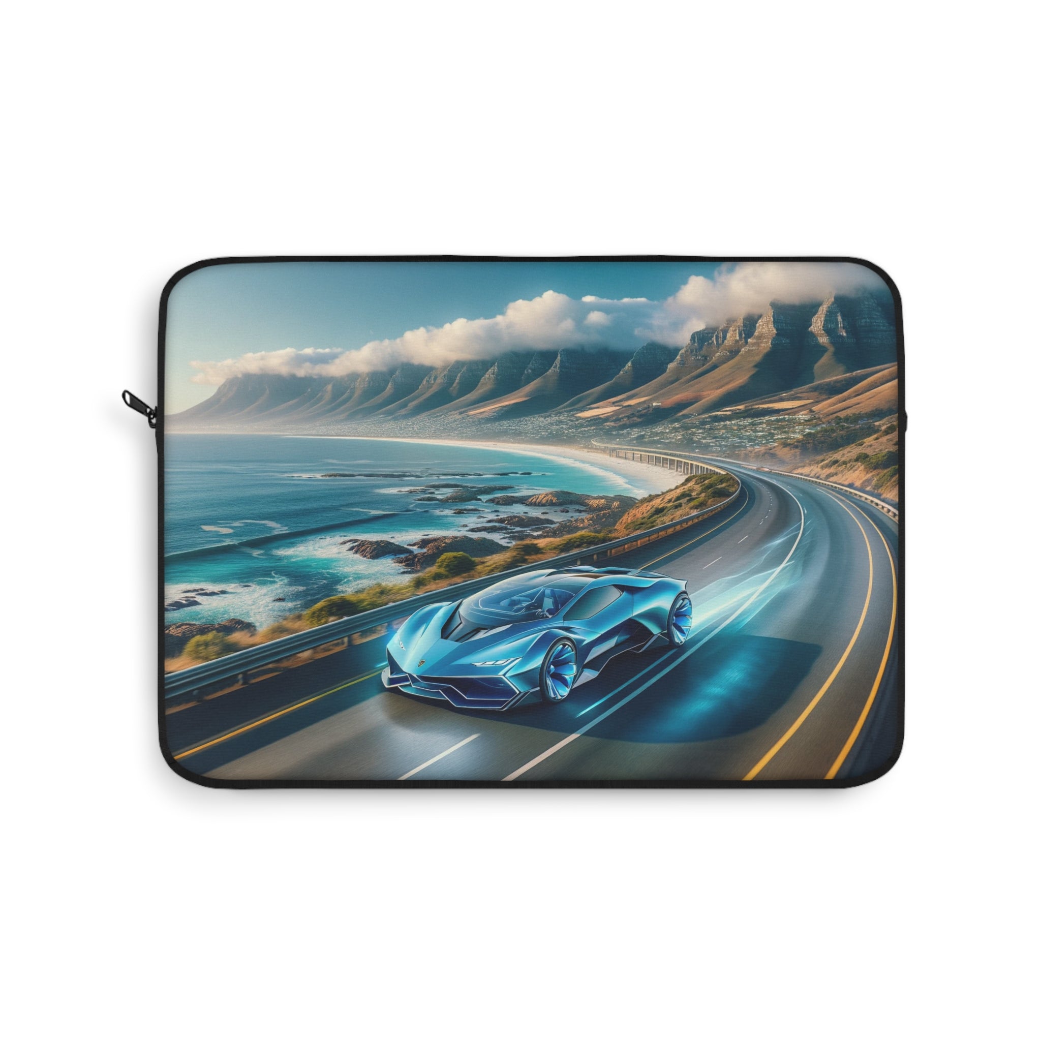 Blue car driving in Cape town - Laptop Sleeve