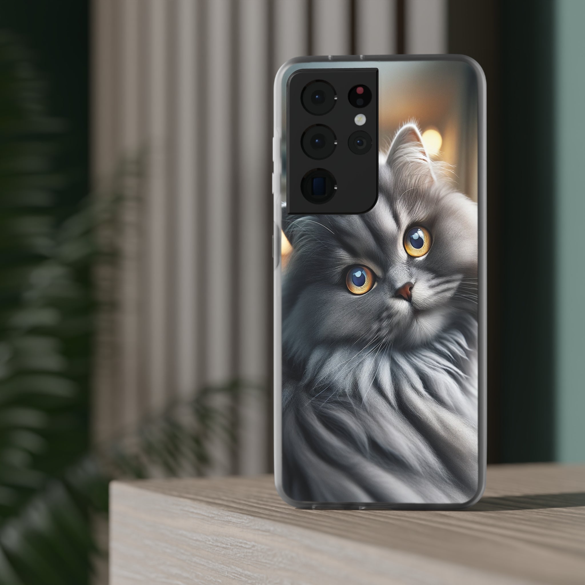 Curious, grey cat - Flexi Case (Samsung only)