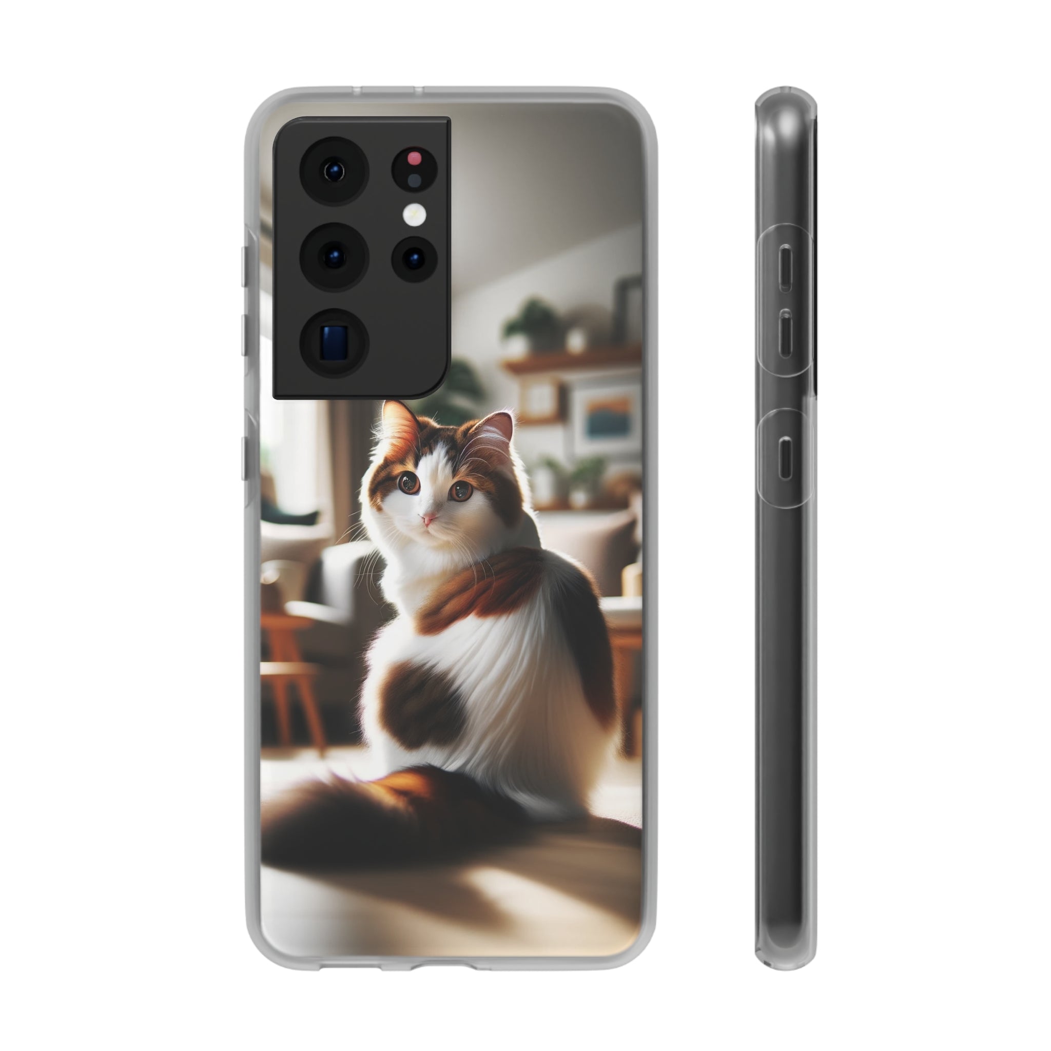 Curious, white-brown cat - Flexi Case (Samsung only)