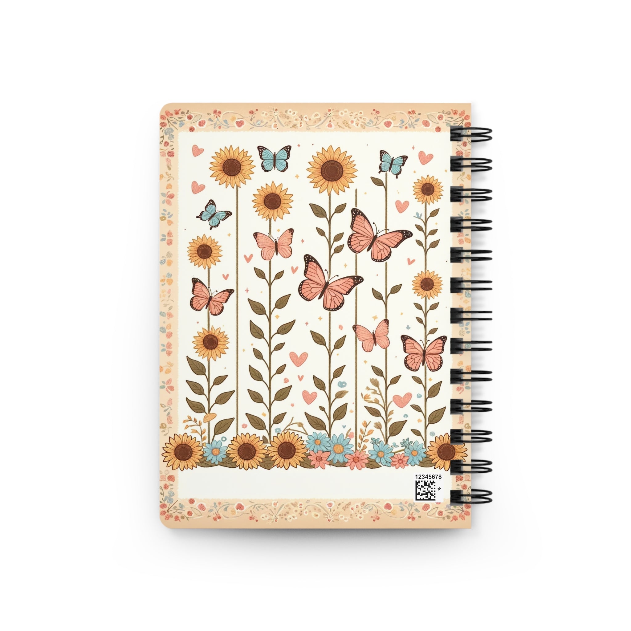 Butterflies and sunflowers 1 - Spiral Notebook