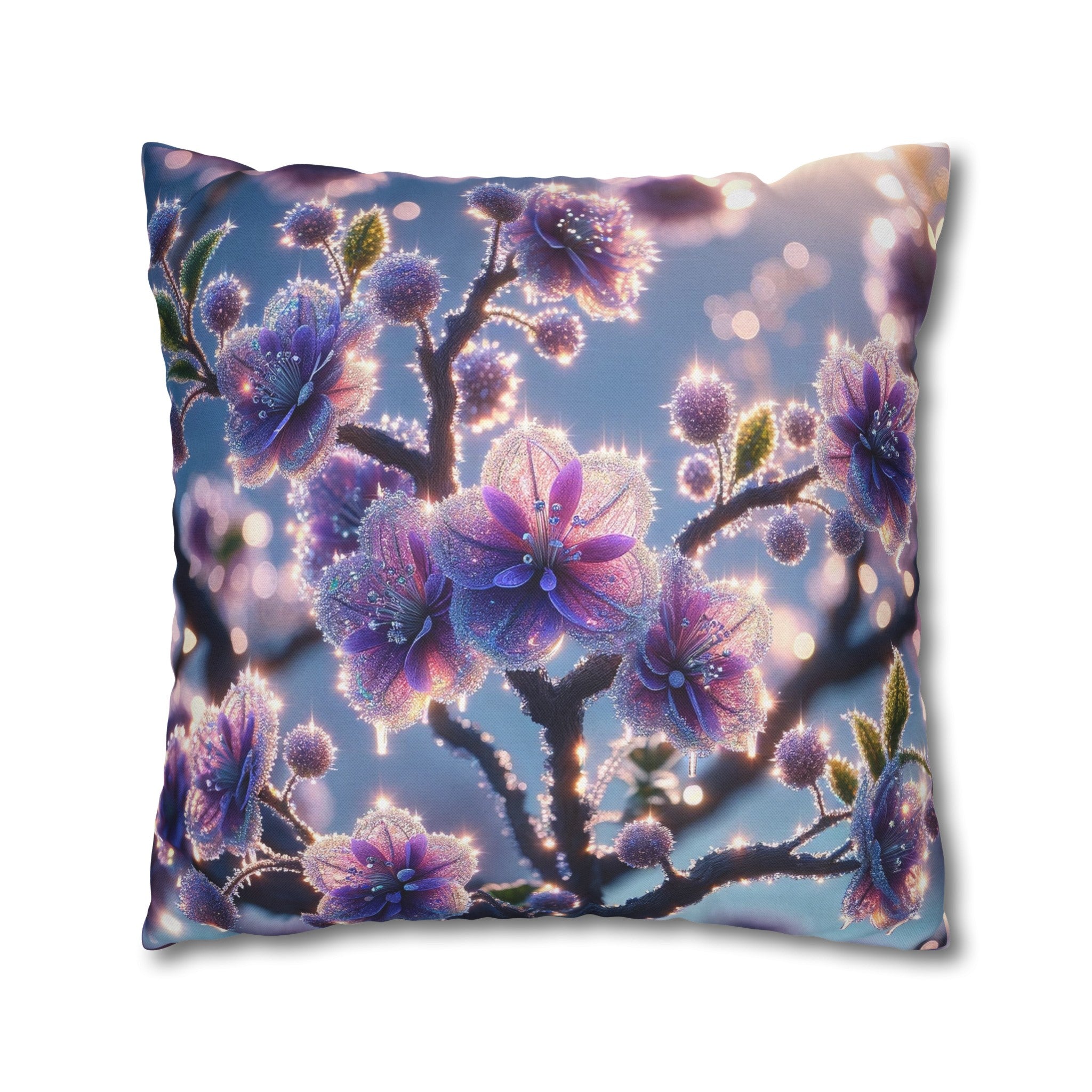 Purple diamond flowers (1) -  Polyester Square Pillowcase