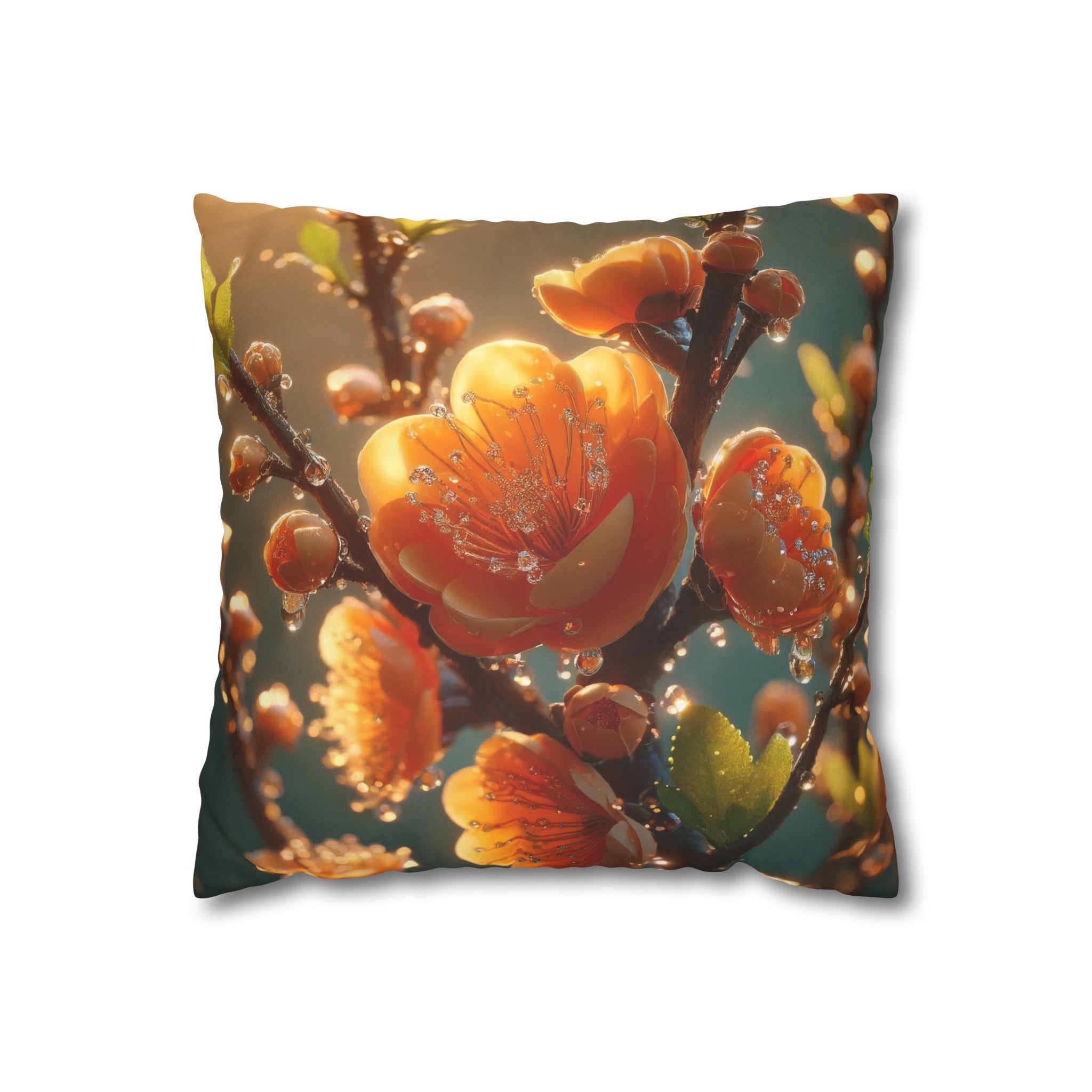 Orange diamond flowers (2) - Suede Square Pillowcase