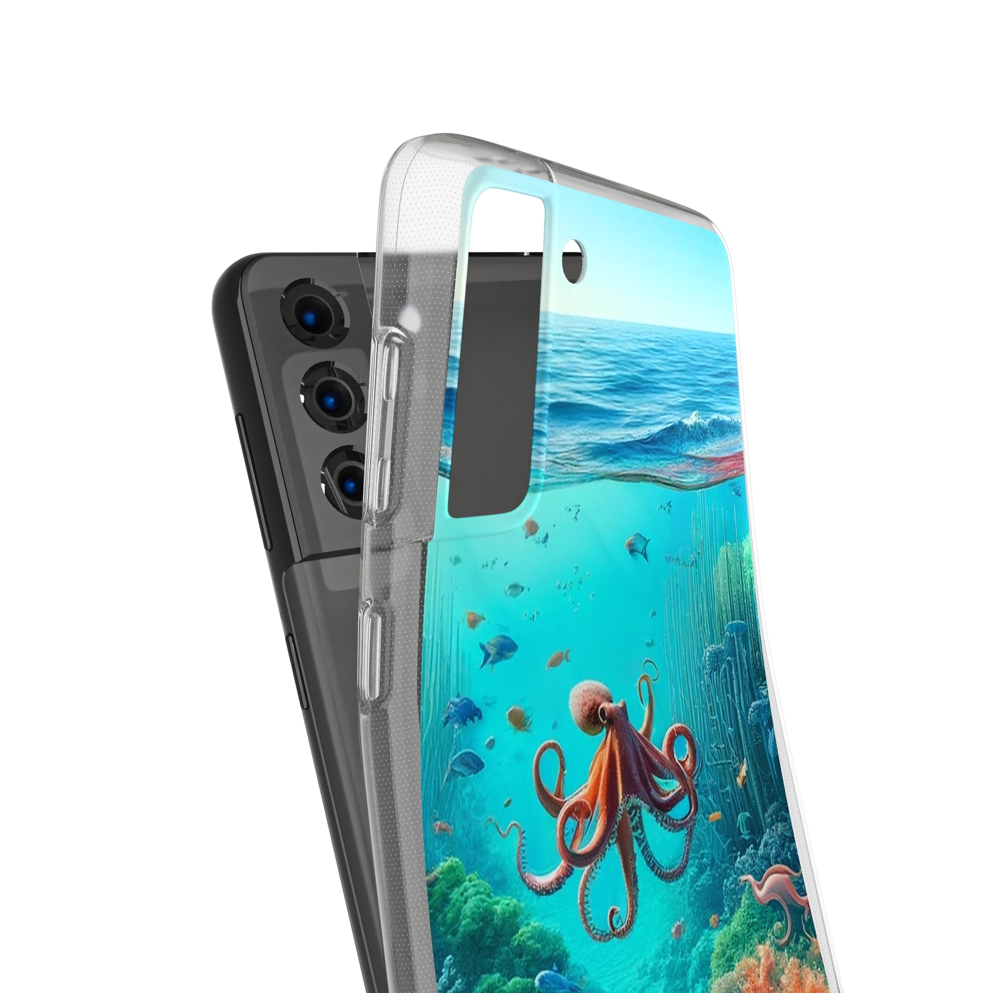 Octopus in turquoise water - Soft Phone Case