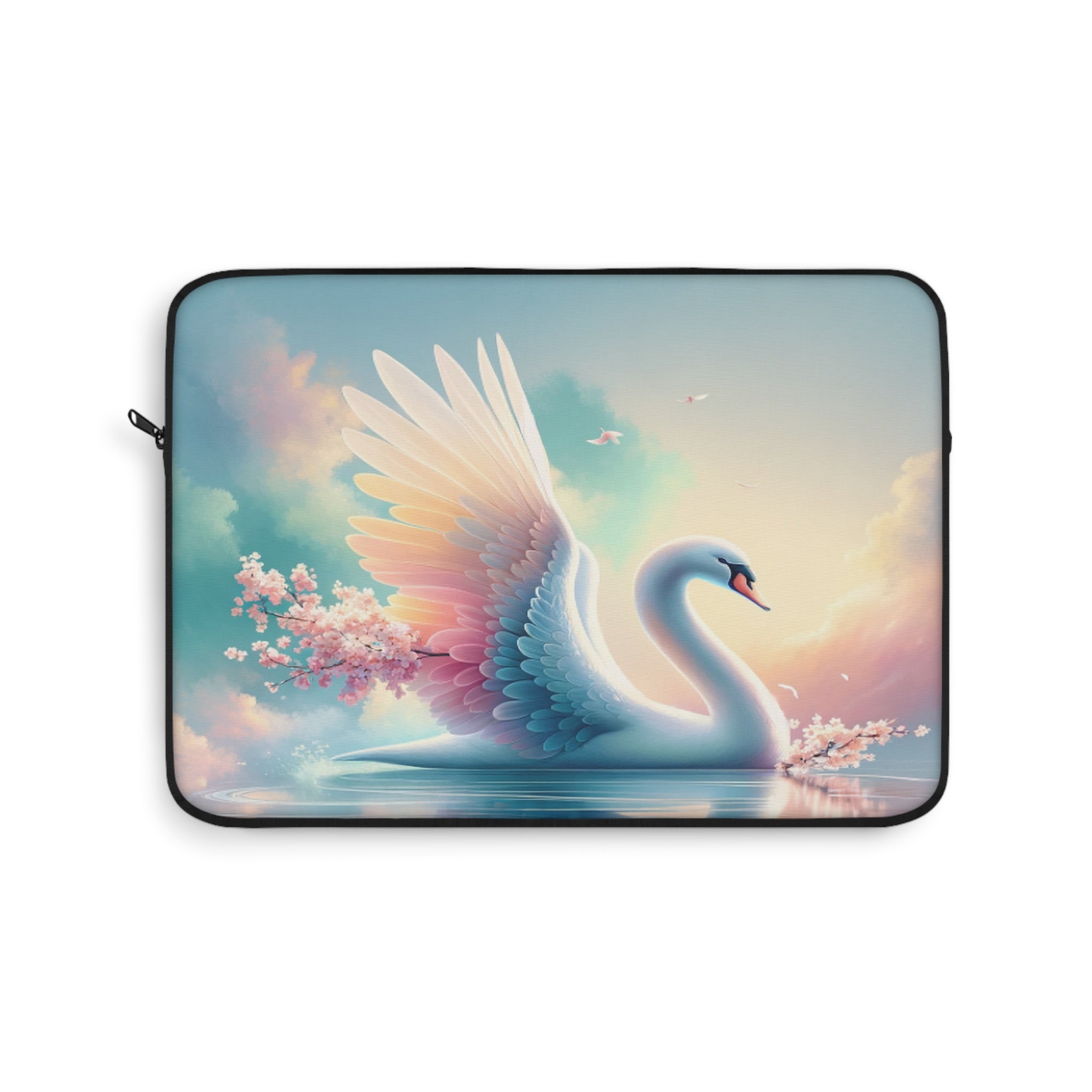 Beautiful Swan with pink flowers - Laptop Sleeve