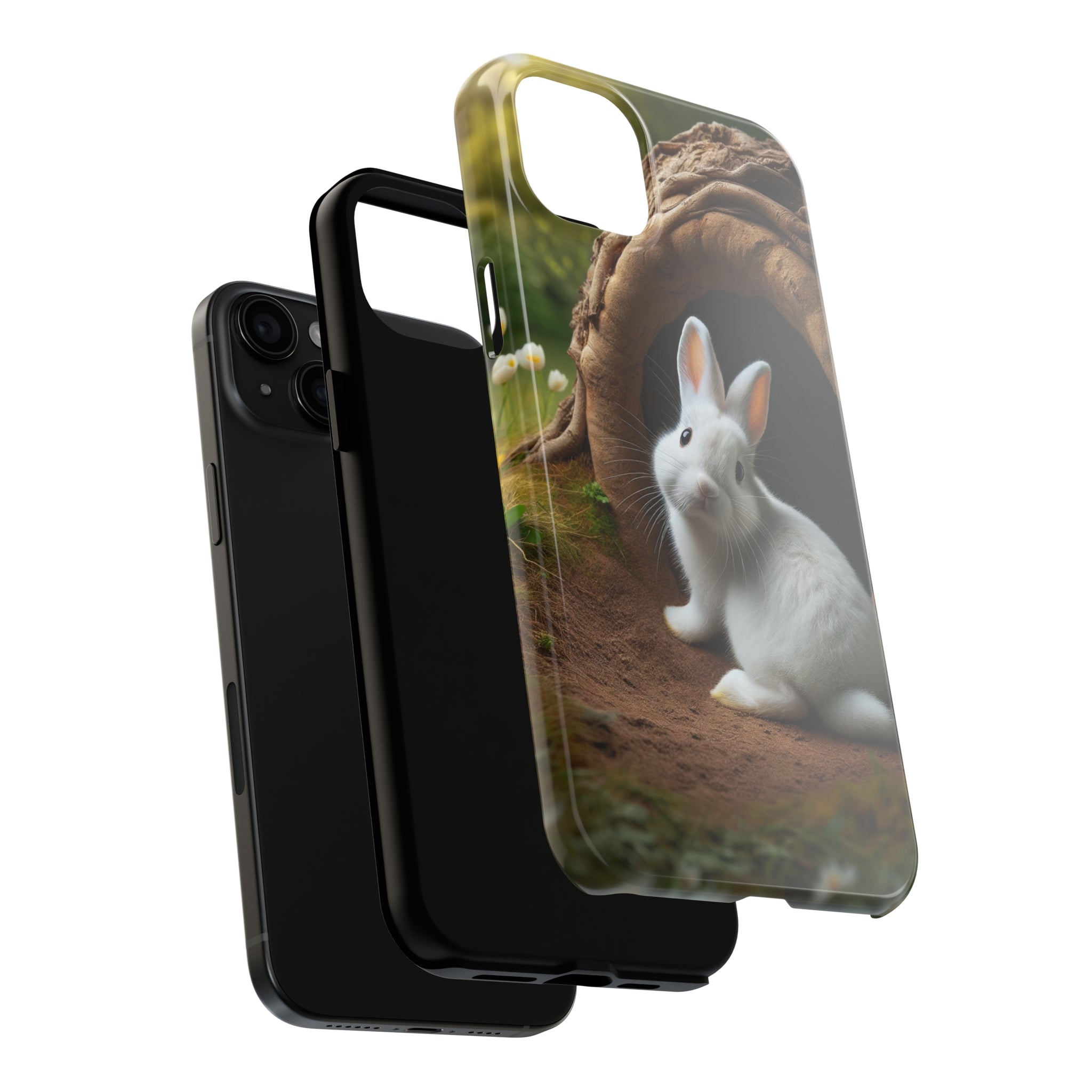 White curious rabbit - Tough Phone Case