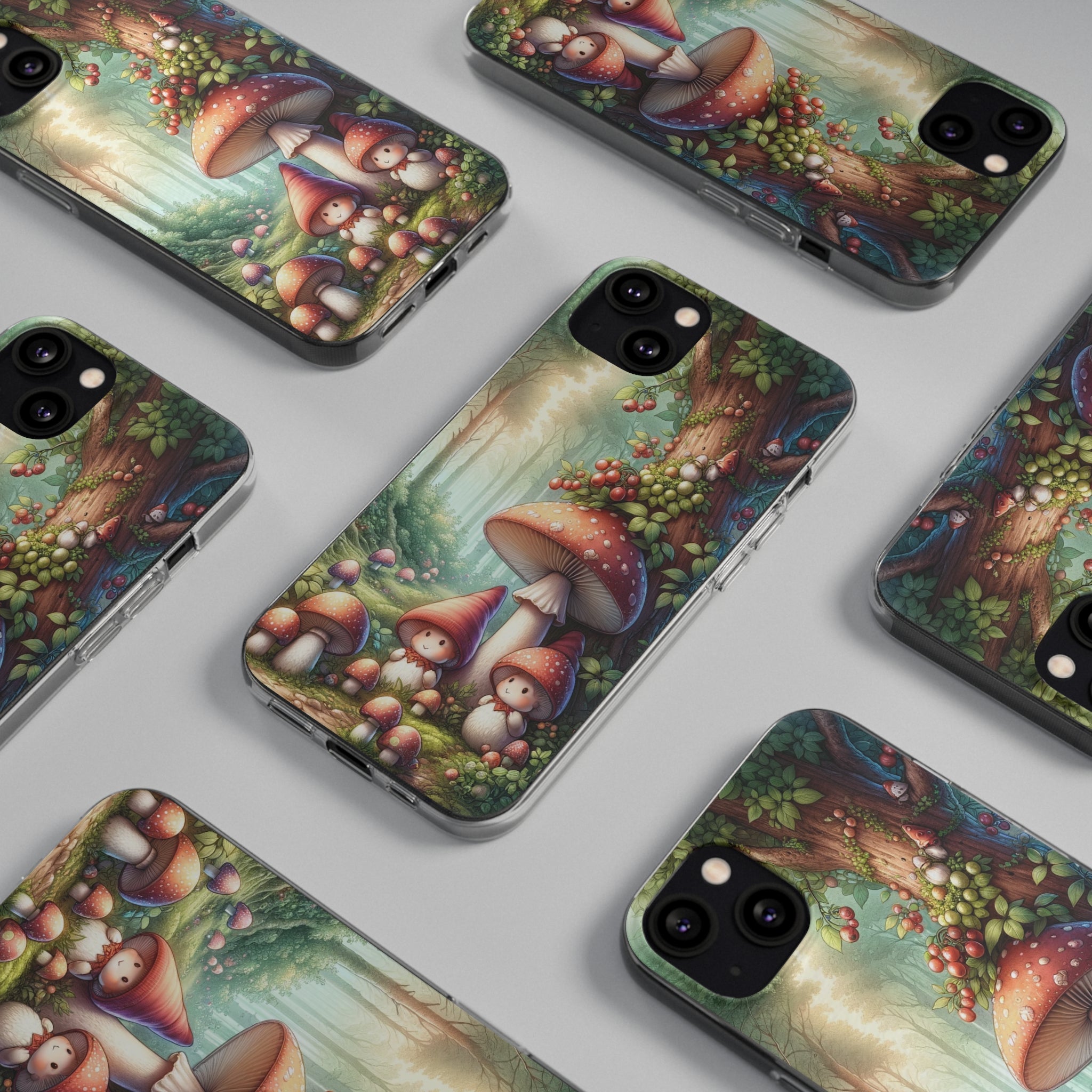 Gnomes and mushrooms - Soft Phone Case