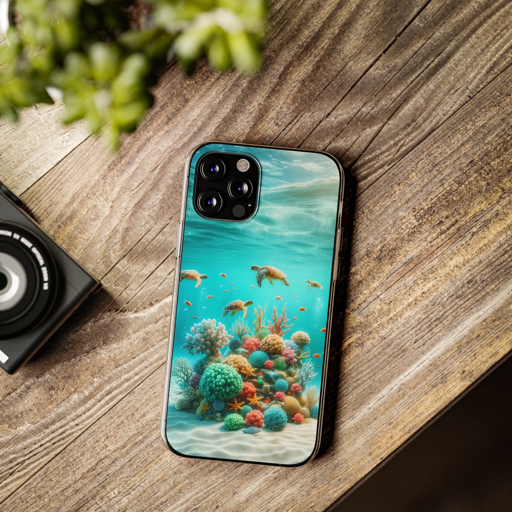 Turtles on coral reef - Soft Phone Case