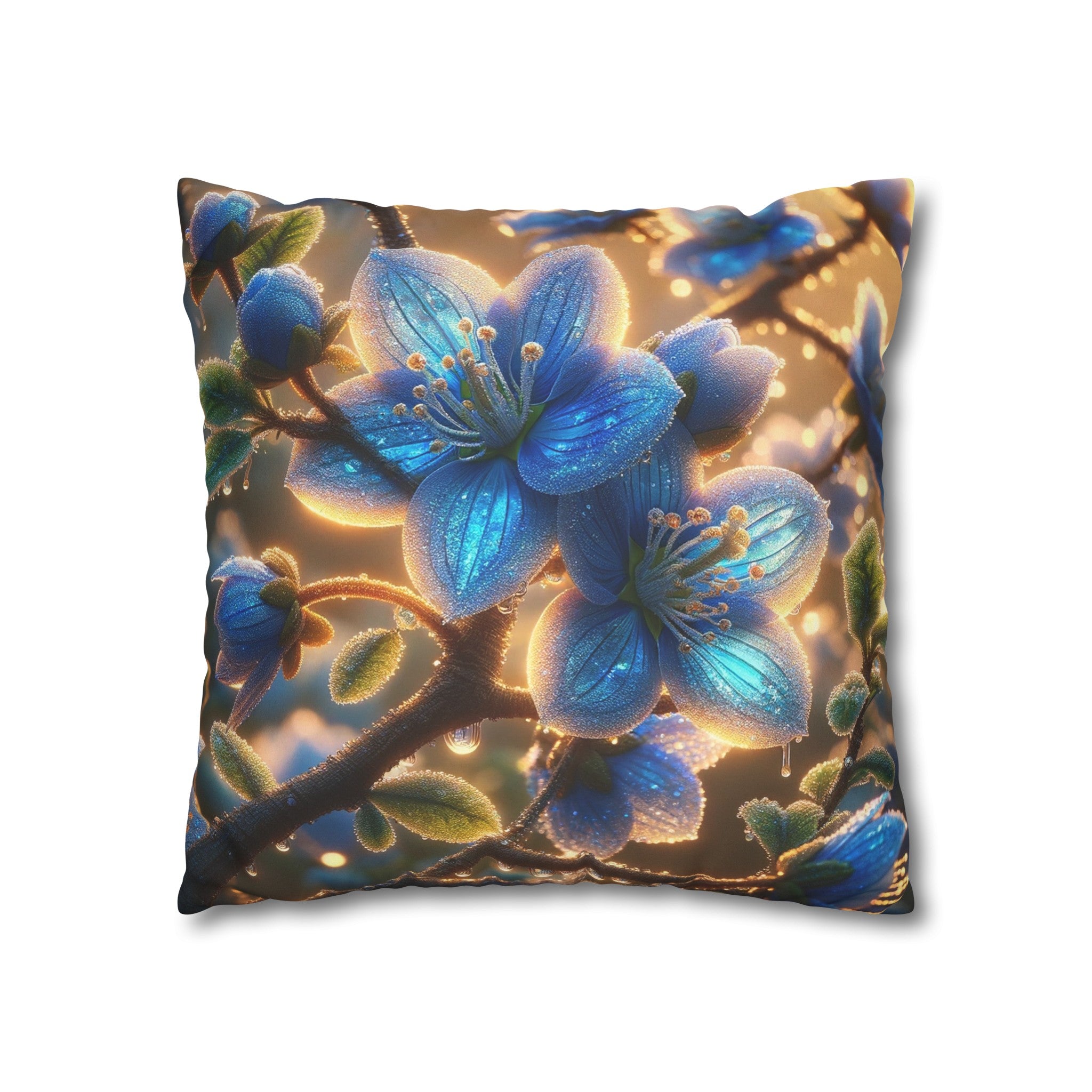 Blue, diamond flowers (3) - Suede Square Pillowcase